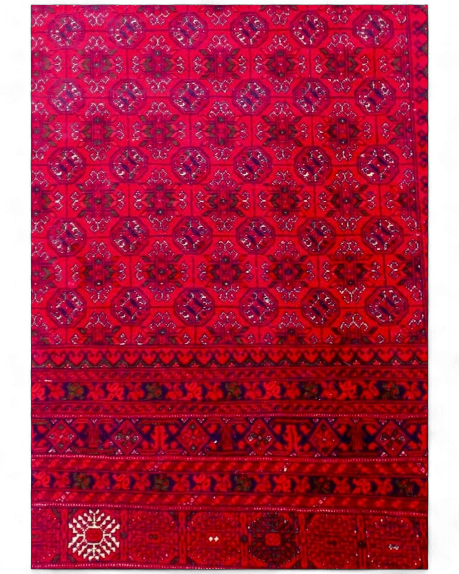 Vintage Tribal Bokhara Carpet – Uzbekistan, Mid-20th Century | 200 x 290cm