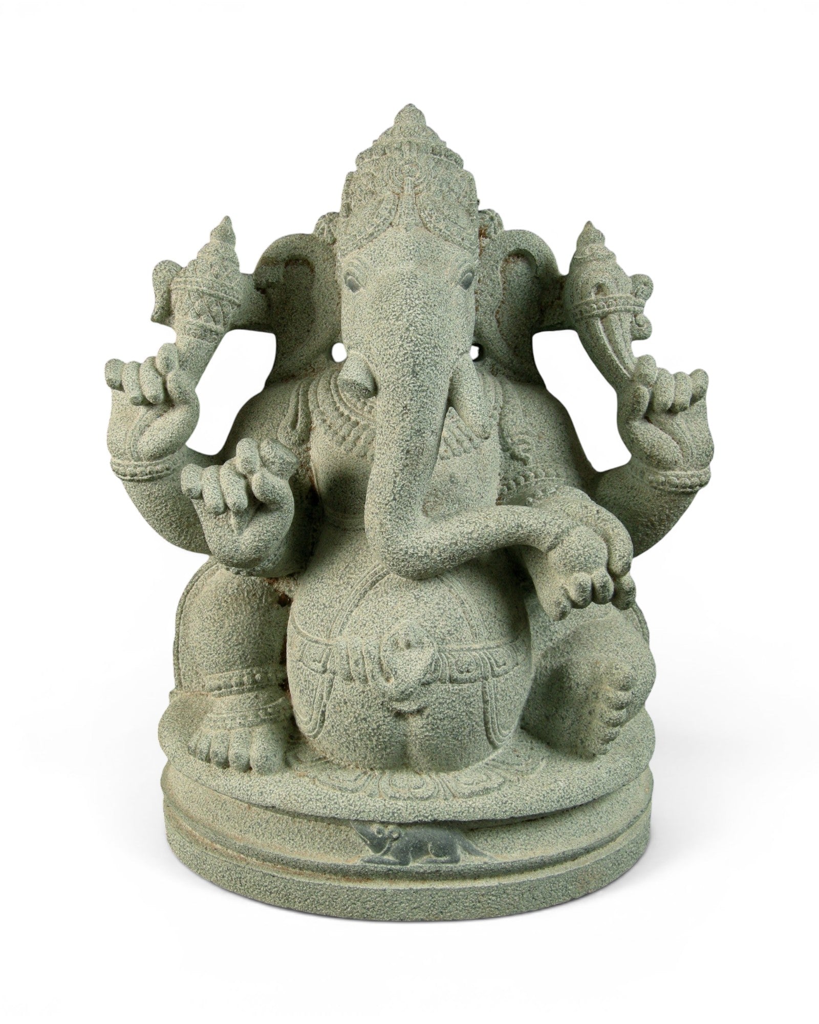 Green Granite Ganesh Sculpture in Chola Style - Surround Living - 2