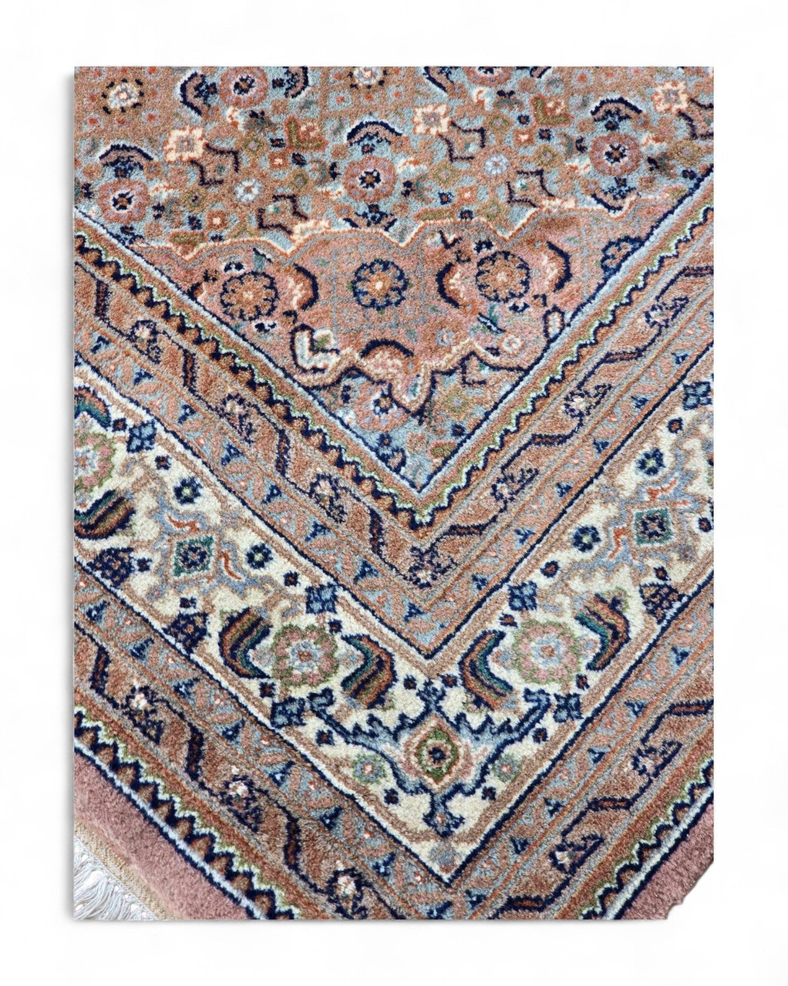 Belgian Machine-Woven Medallion Rug – Dusty Rose & Ivory (200 x 300 cm)