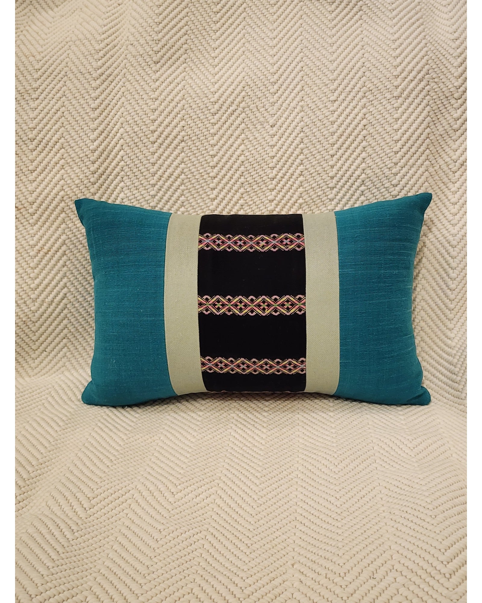 Chiang Mai Threads Lumbar Cushion - Ocean Blue