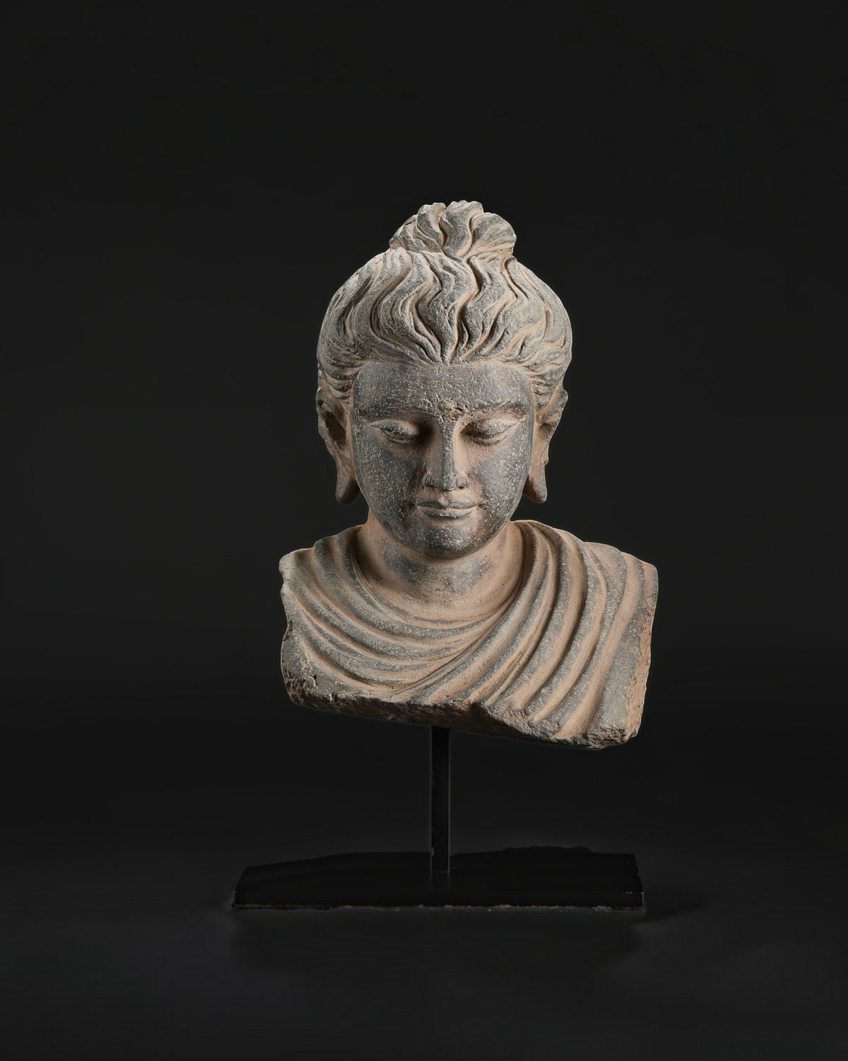 Schist Stone Bust of the Gandhara Buddha