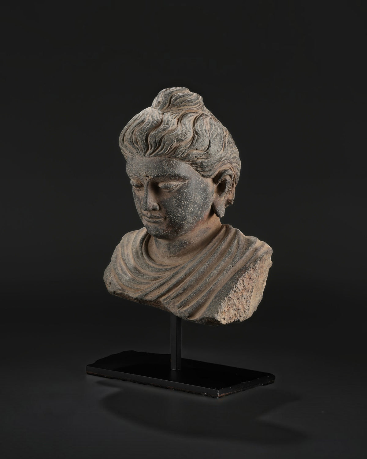 Schist Stone Bust of the Gandhara Buddha