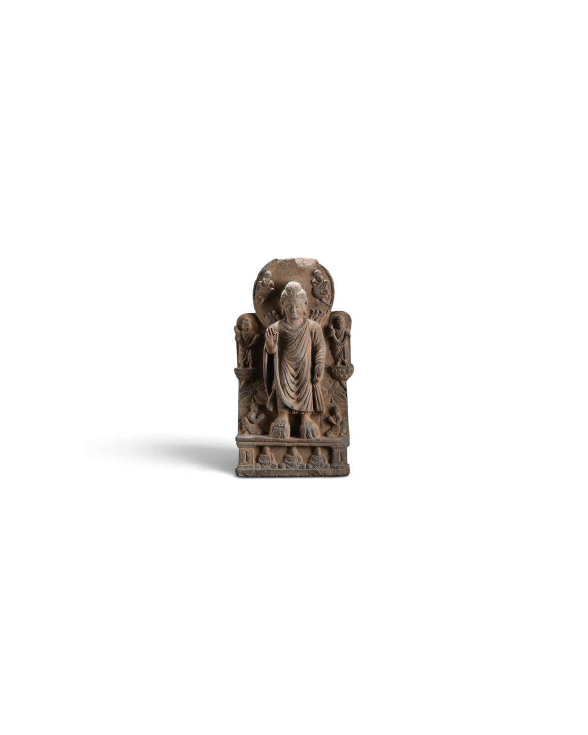 Rare Gandhara Stone Schist with Buddha Carved Scenes on Both Sides