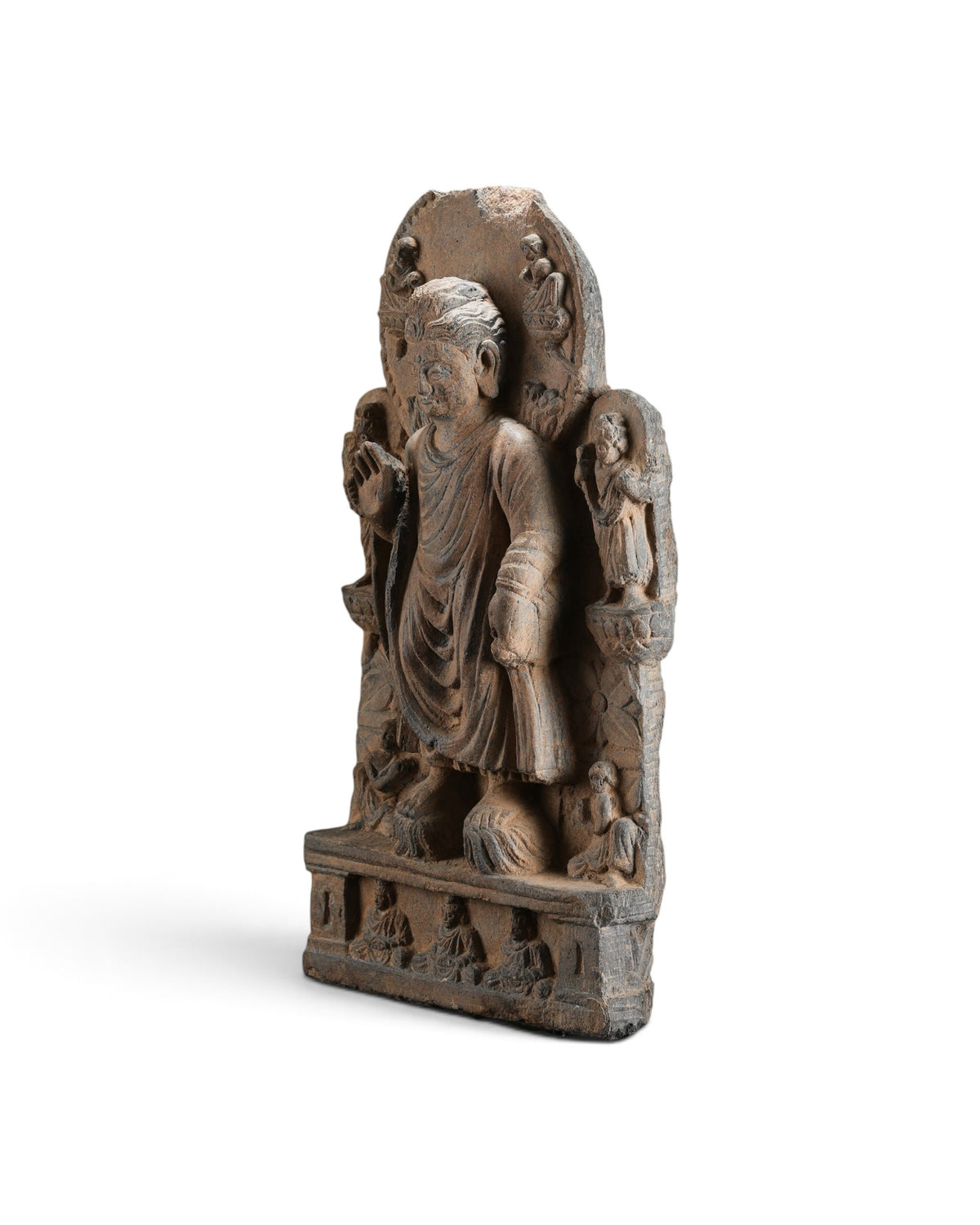 Rare Gandhara Stone Schist with Buddha Carved Scenes on Both Sides
