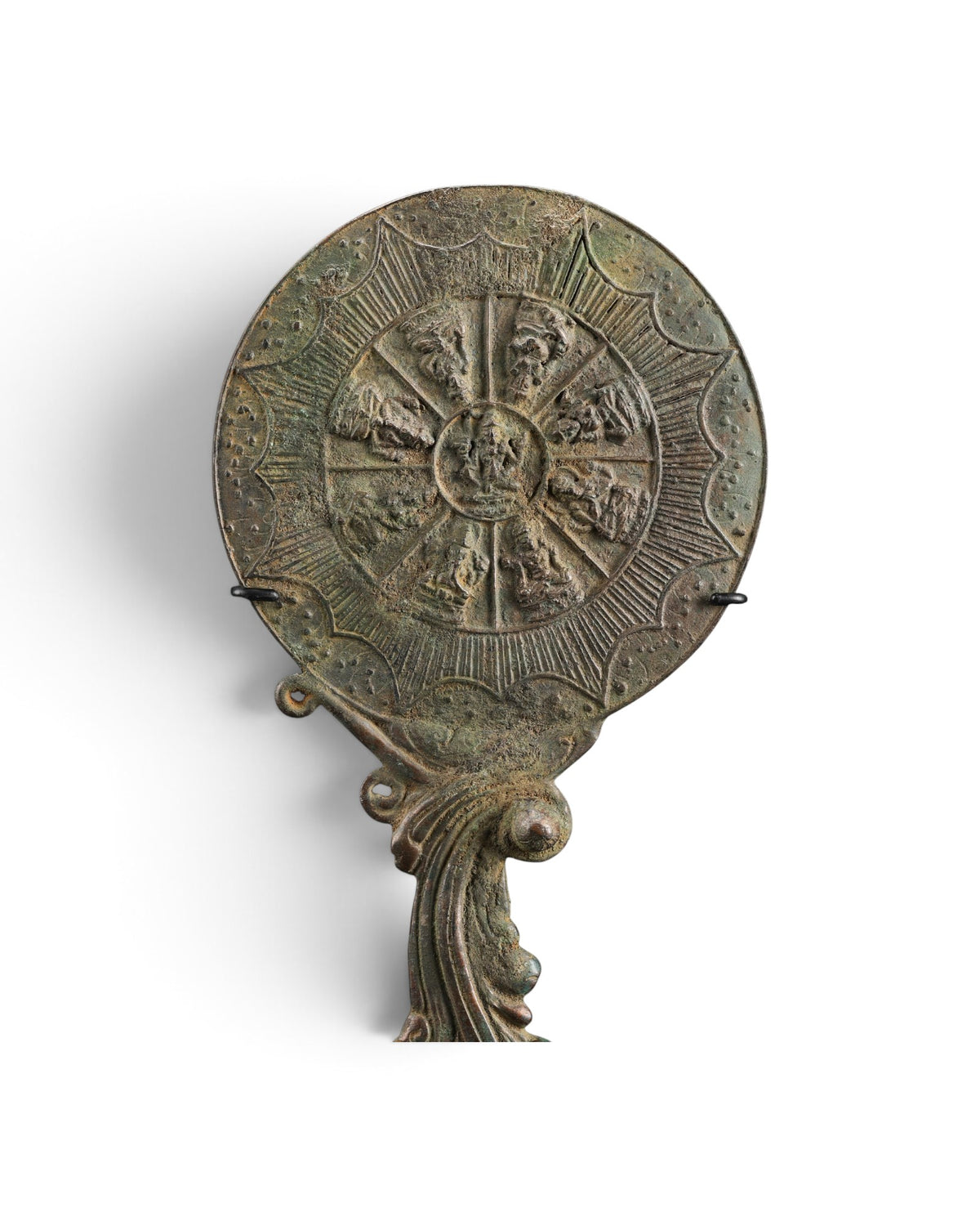 Old Himalayan Bronze Mirror Antiquities Pala Art