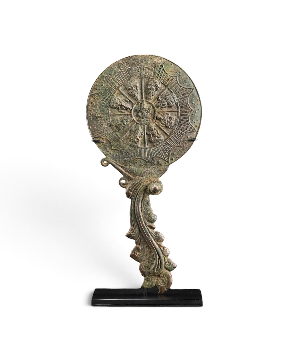 Old Himalayan Bronze Mirror Antiquities Pala Art