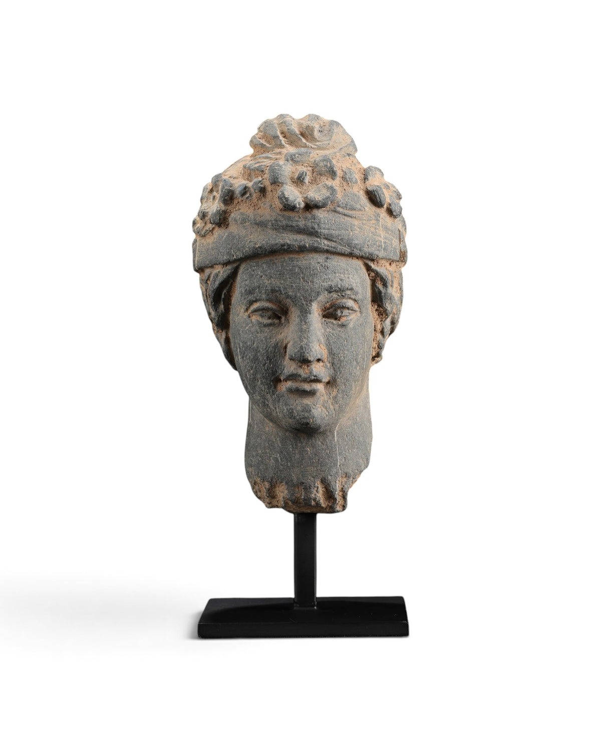 Antique Gandharan Schist Head of a Bodhisattva
