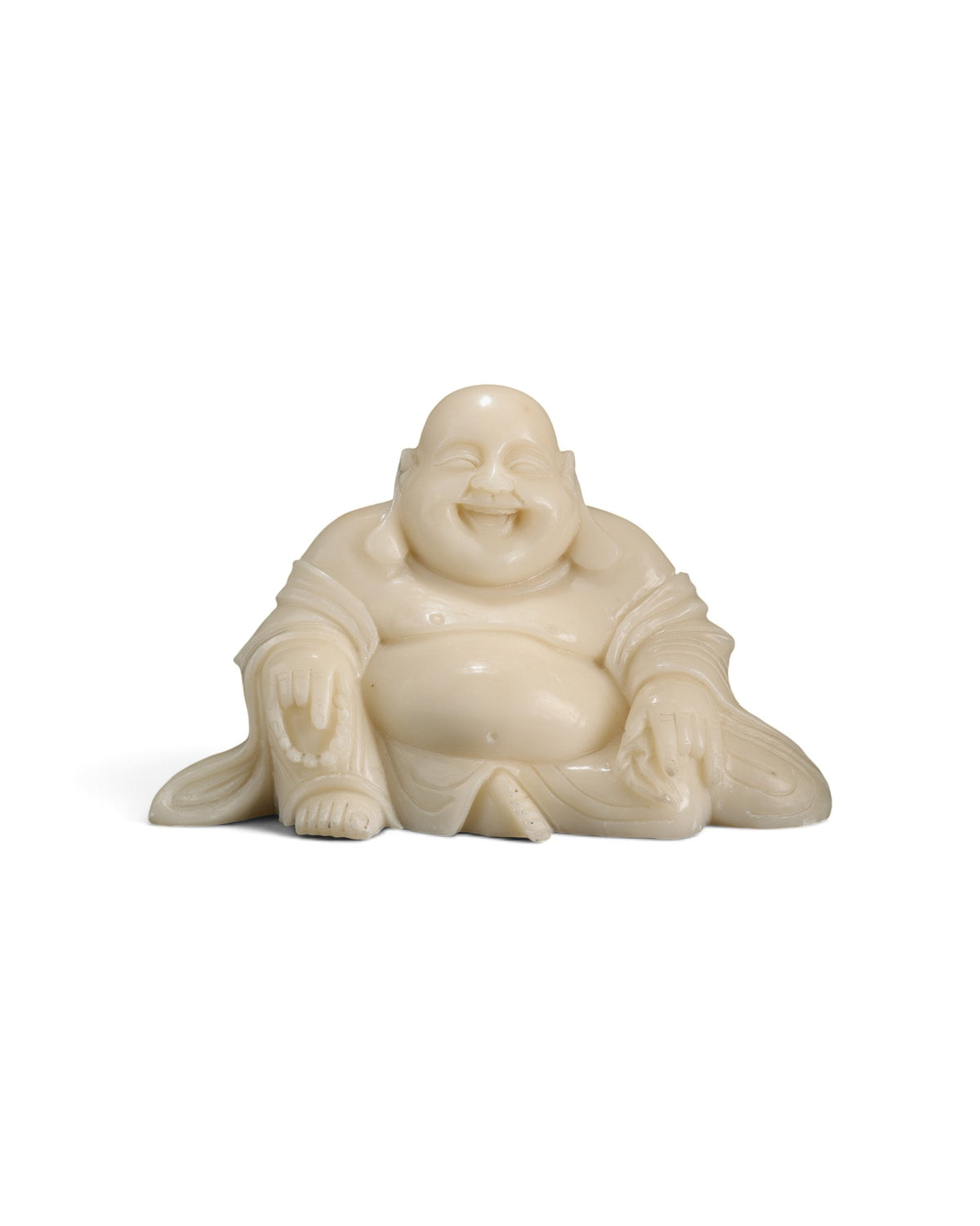Chinese Carved White Stone Laughing Buddha Figure