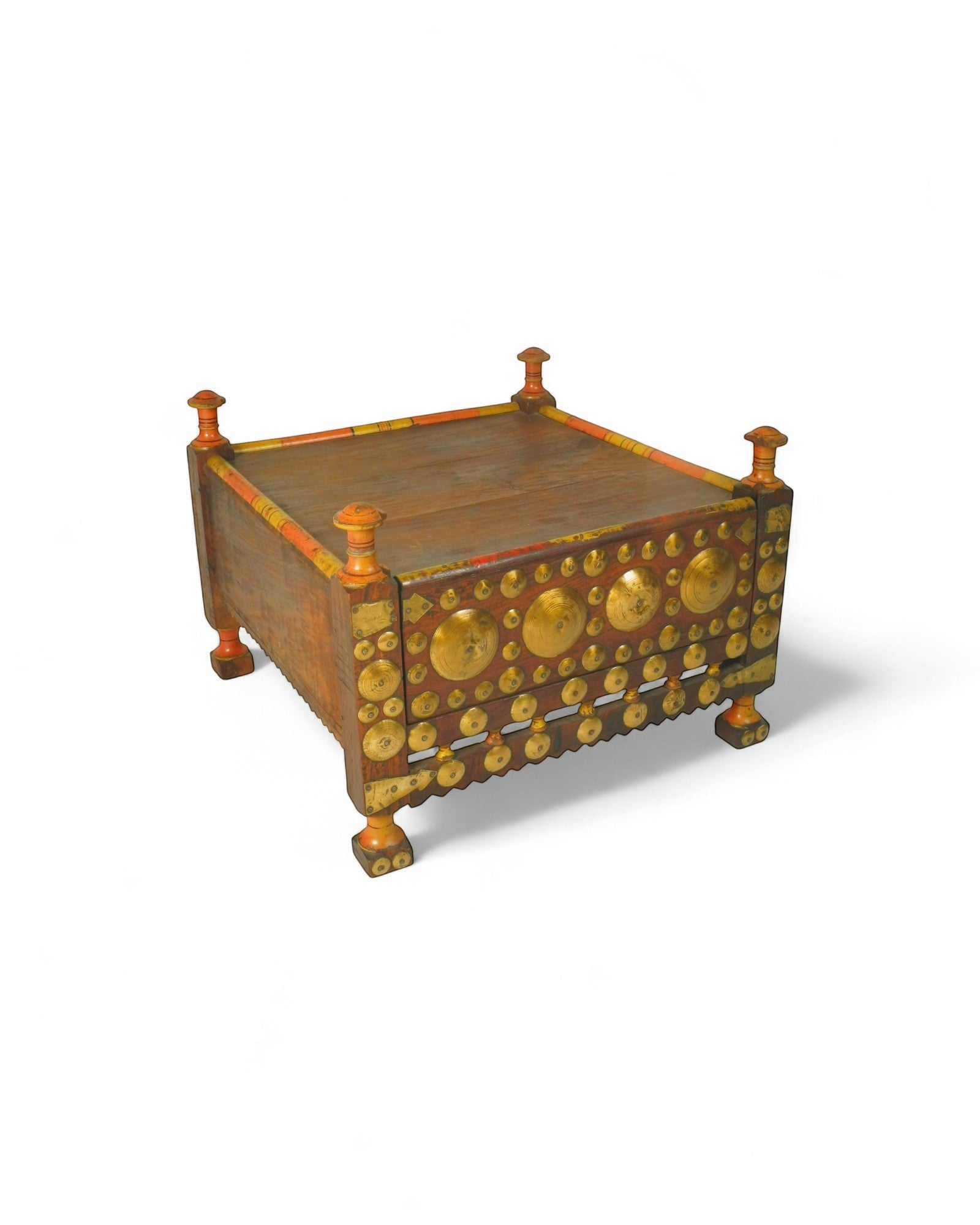Early 20th - Century Punjab Brass - Studded Tea Table - Surround Living - 1