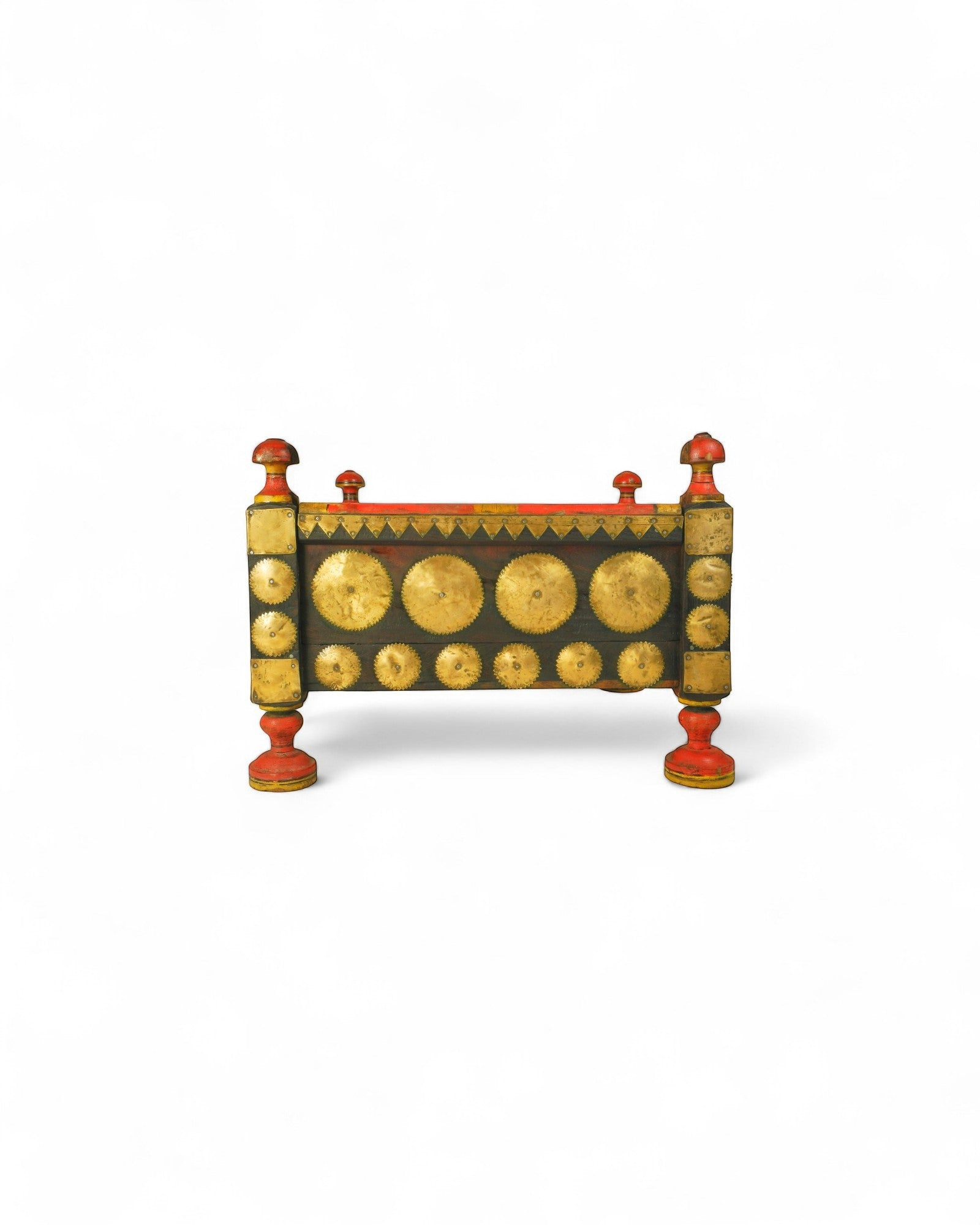 Early 20th-Century Punjab Brass-Studded Tea Table