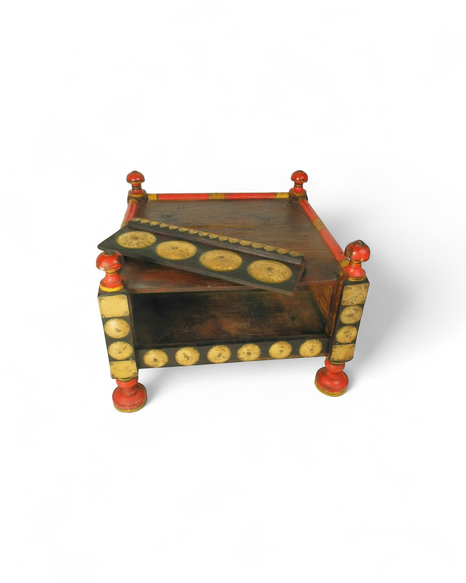 Early 20th-Century Punjab Brass-Studded Tea Table