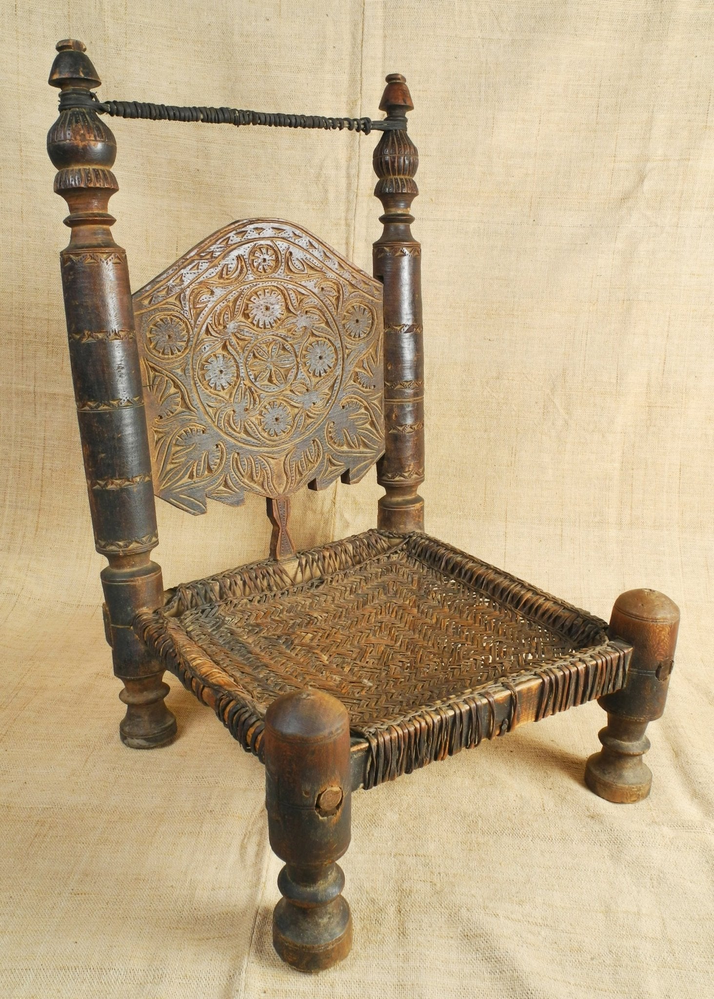 Matta Village Low Chair with Leather - Woven Seat — Swat Valley - Surround Living - 3