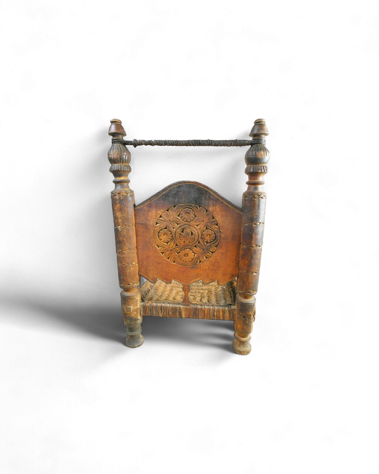Matta Village Low Chair with Leather - Woven Seat — Swat Valley - Surround Living - 3