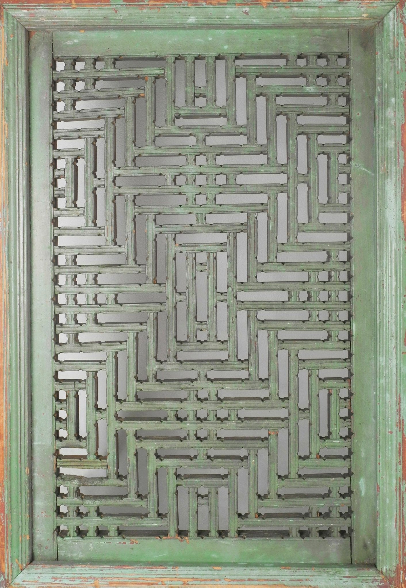 Pair of Punjabi Lattice Windows with Original Paint — 19th Century - Surround Living - 3