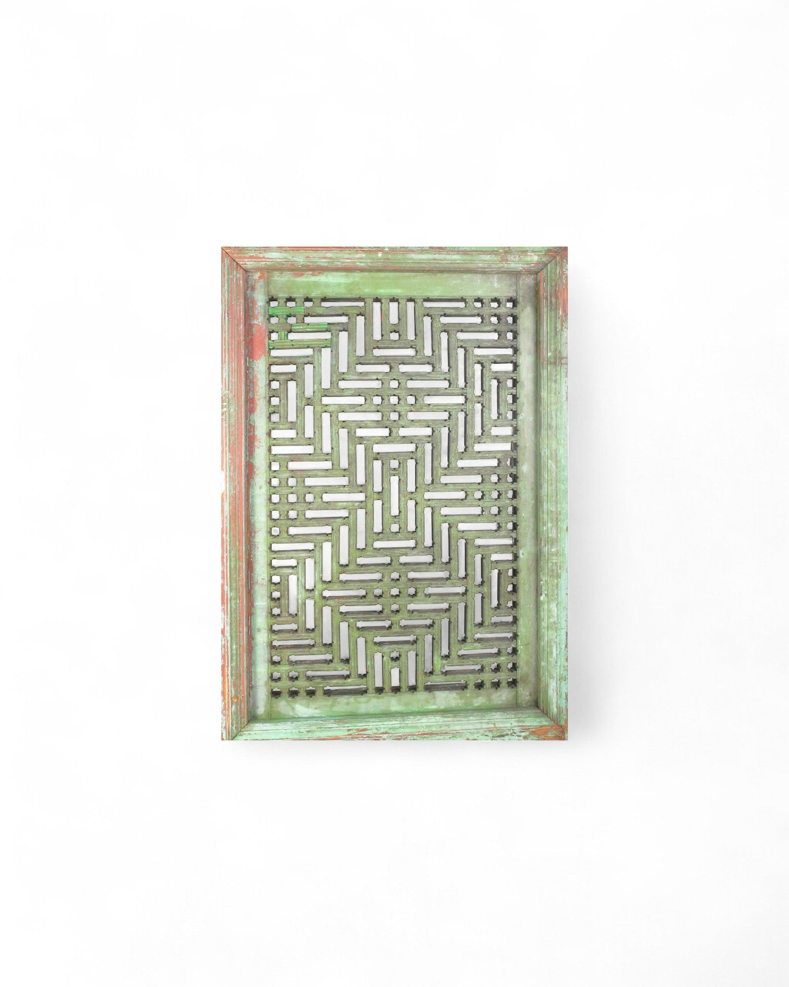 Pair of Punjabi Lattice Windows with Original Paint — 19th Century