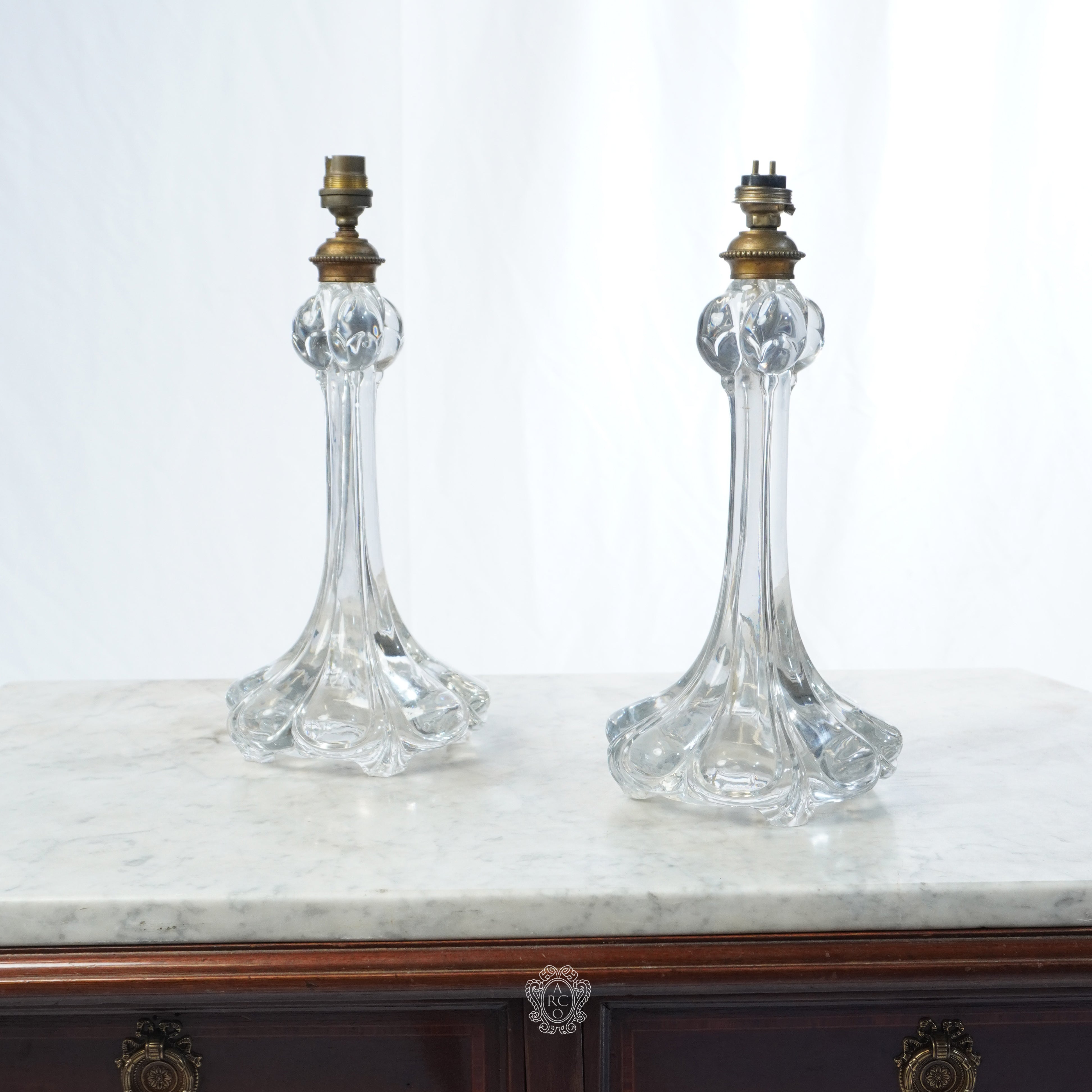 Rare Original BACCARAT Crystal Table Lamps C. 1930s - Set of 2