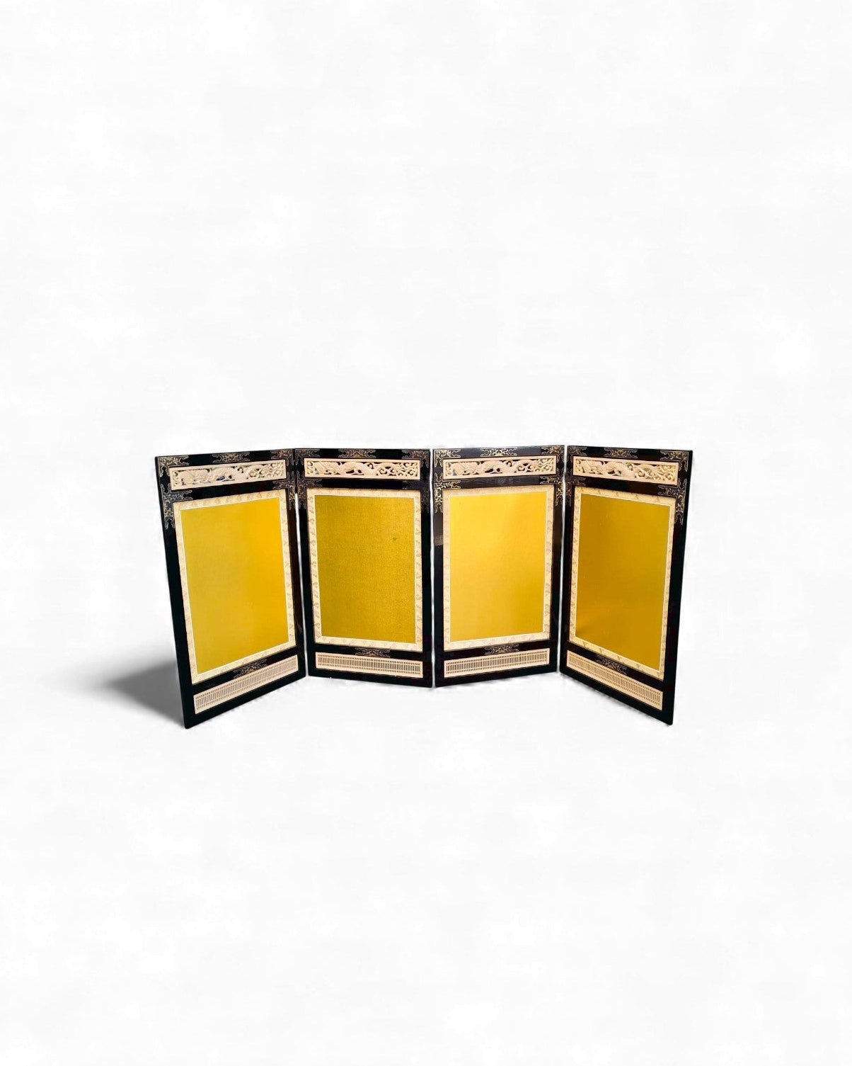 Folding Gold Screen with Carved Dragon Motif - Surround Living - 1