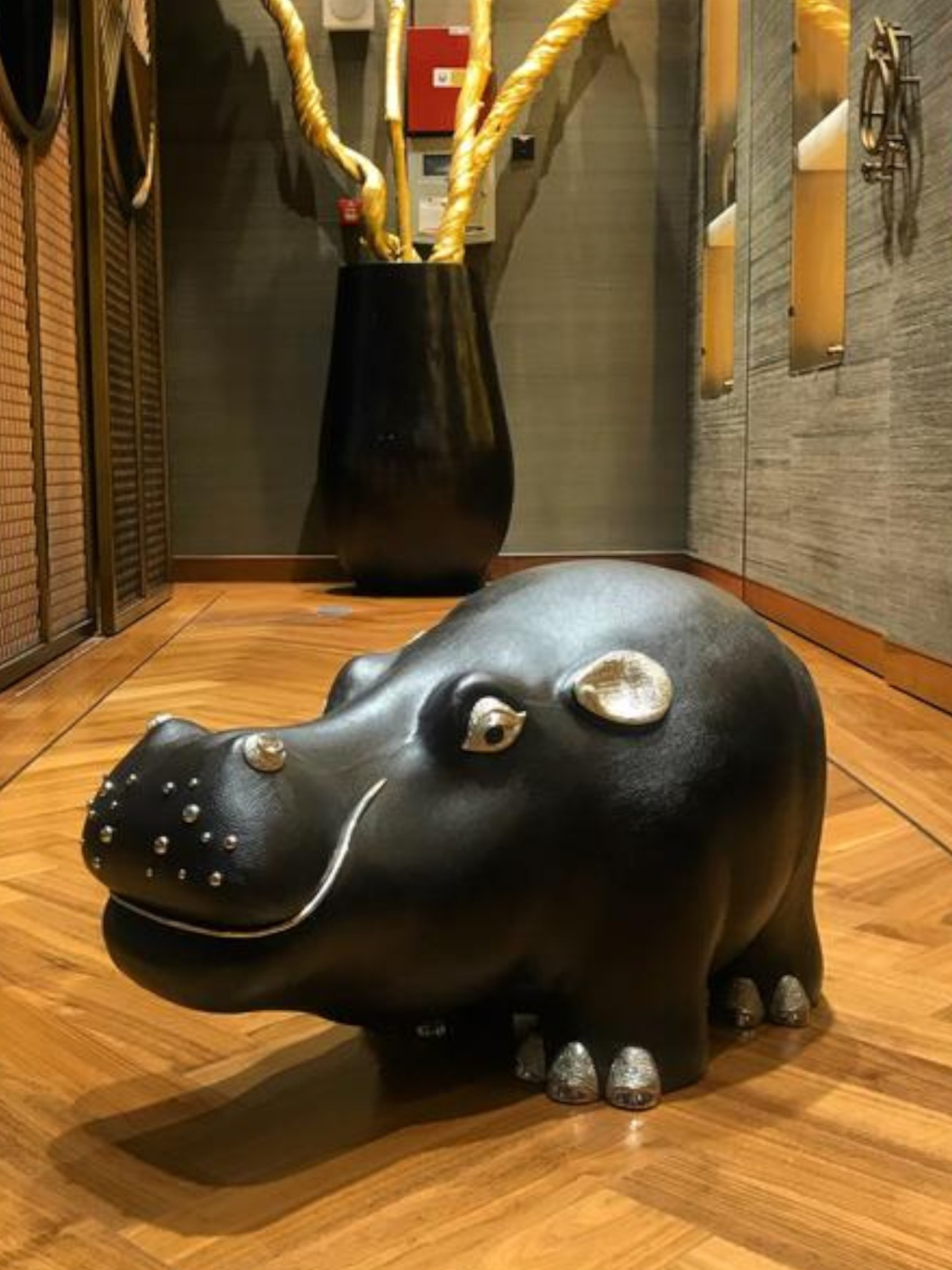 Brown Leather Hippo Stool #192