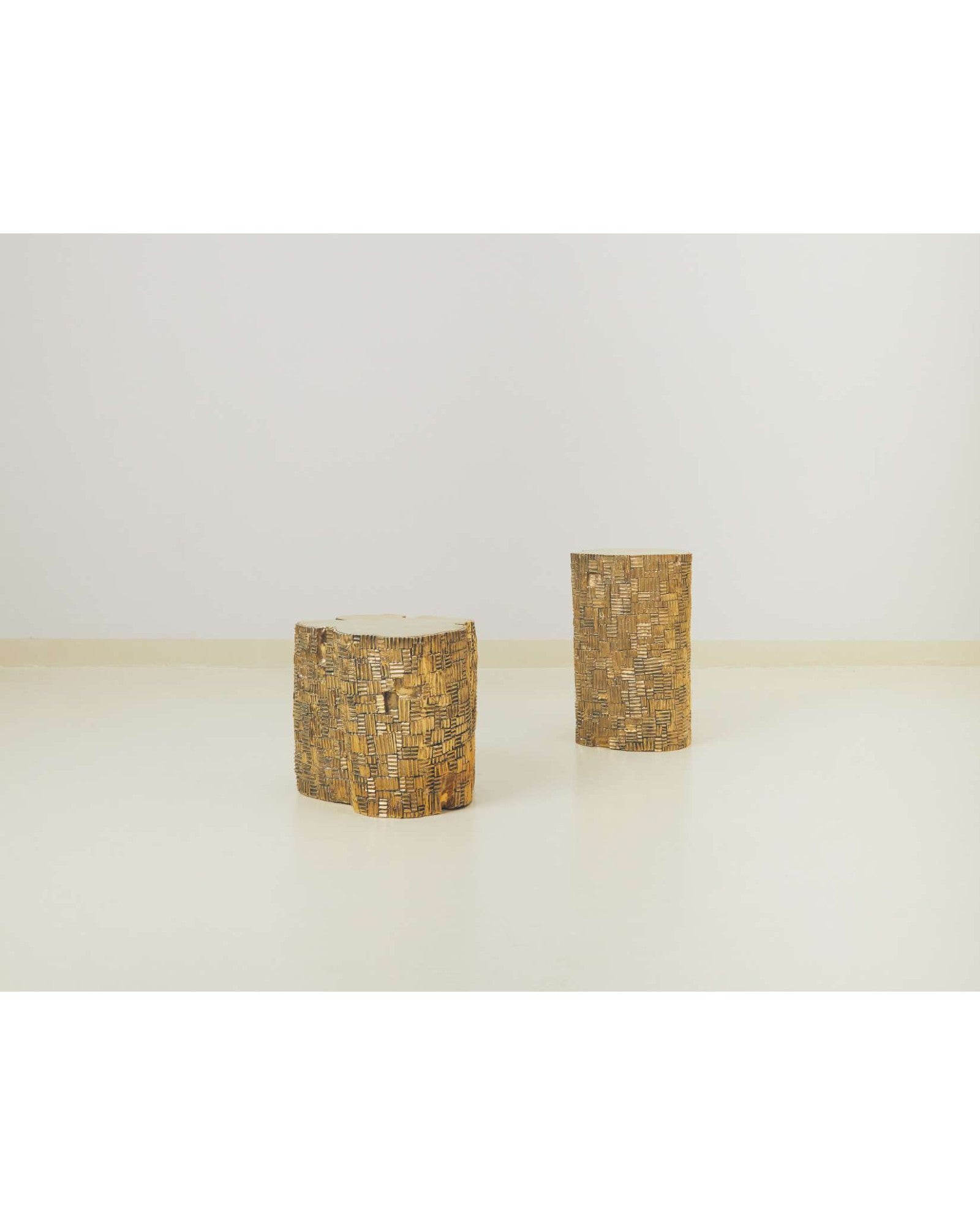 Log Stool (L) - Polished Brass