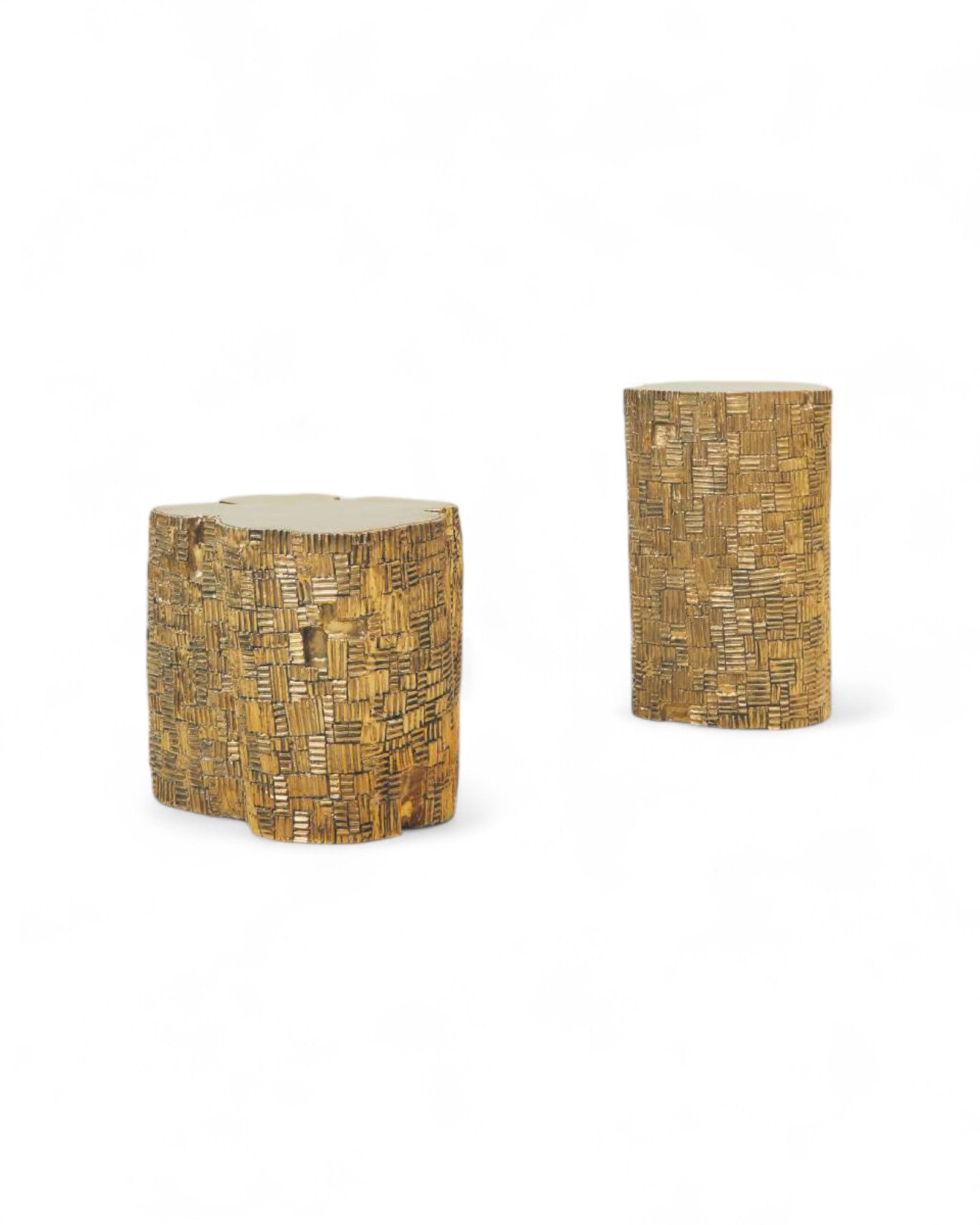 Log Stool (L) - Polished Brass