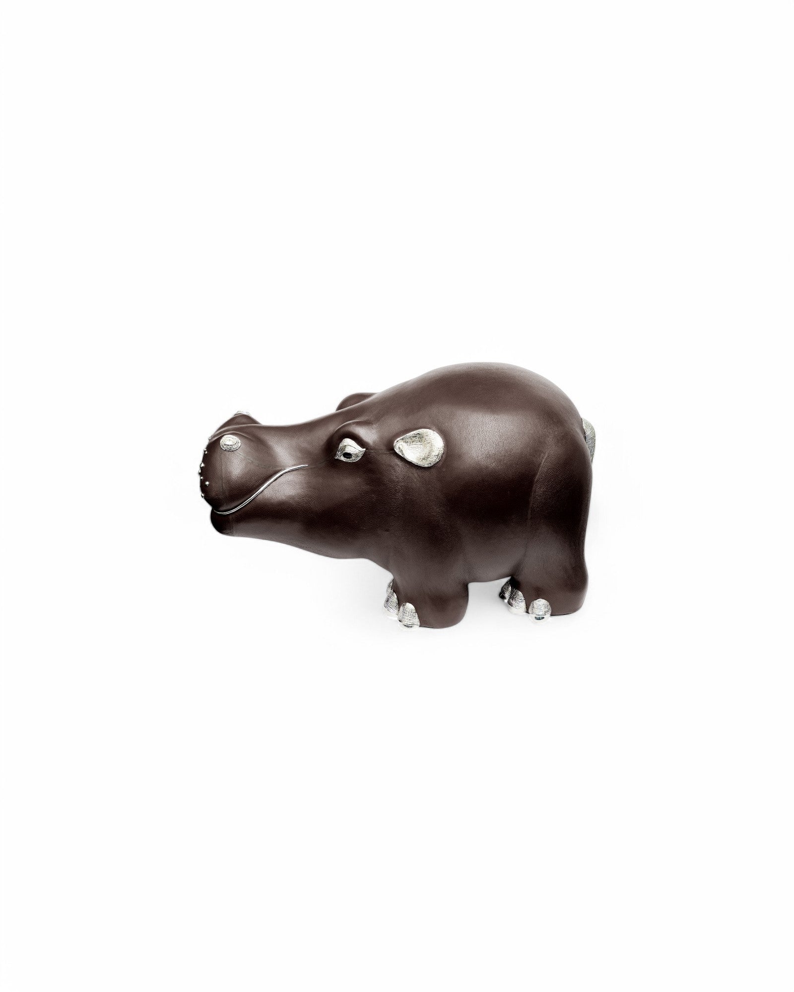 Brown Leather Hippo Stool #192