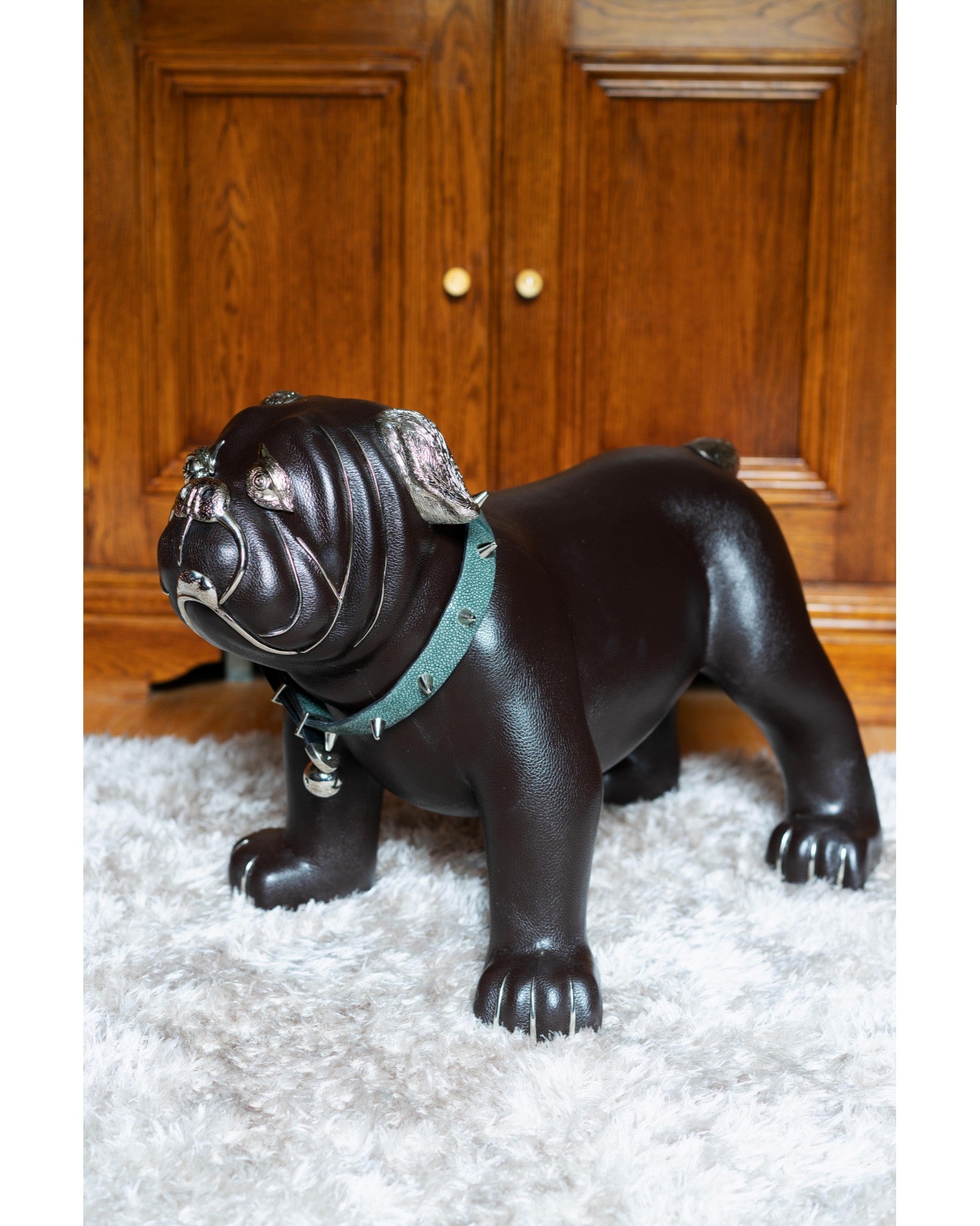 Brown Leather Bulldog Stool #243