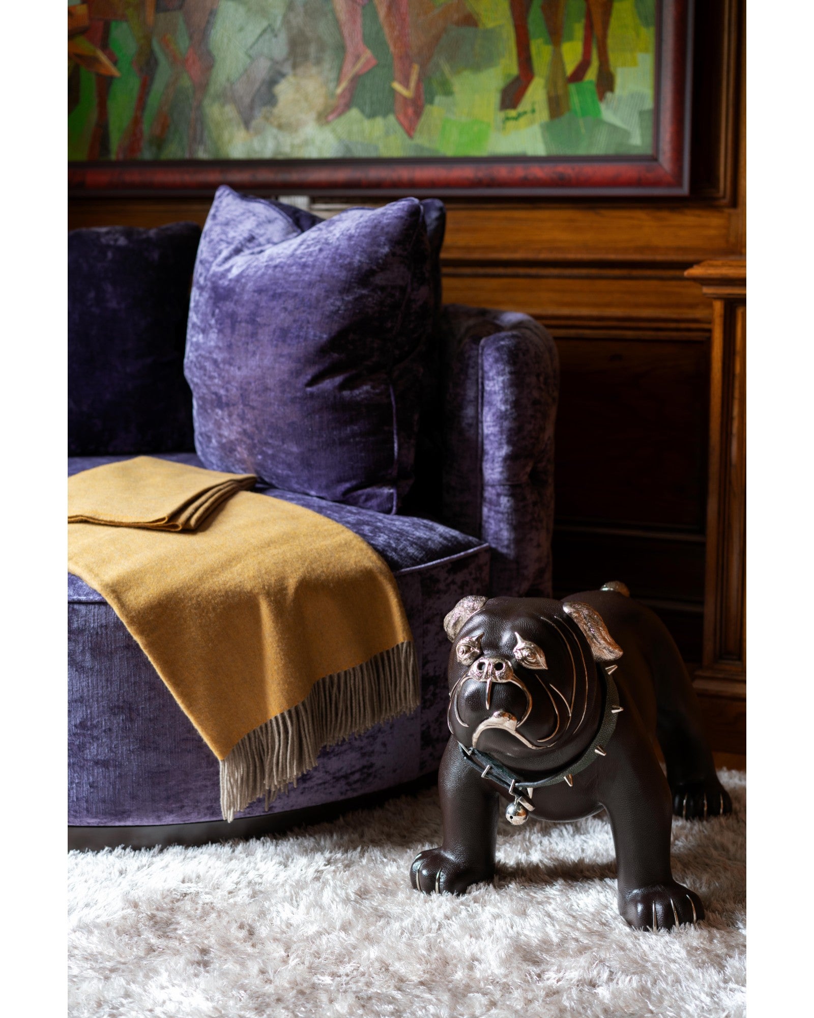 Brown Leather Bulldog Stool #243