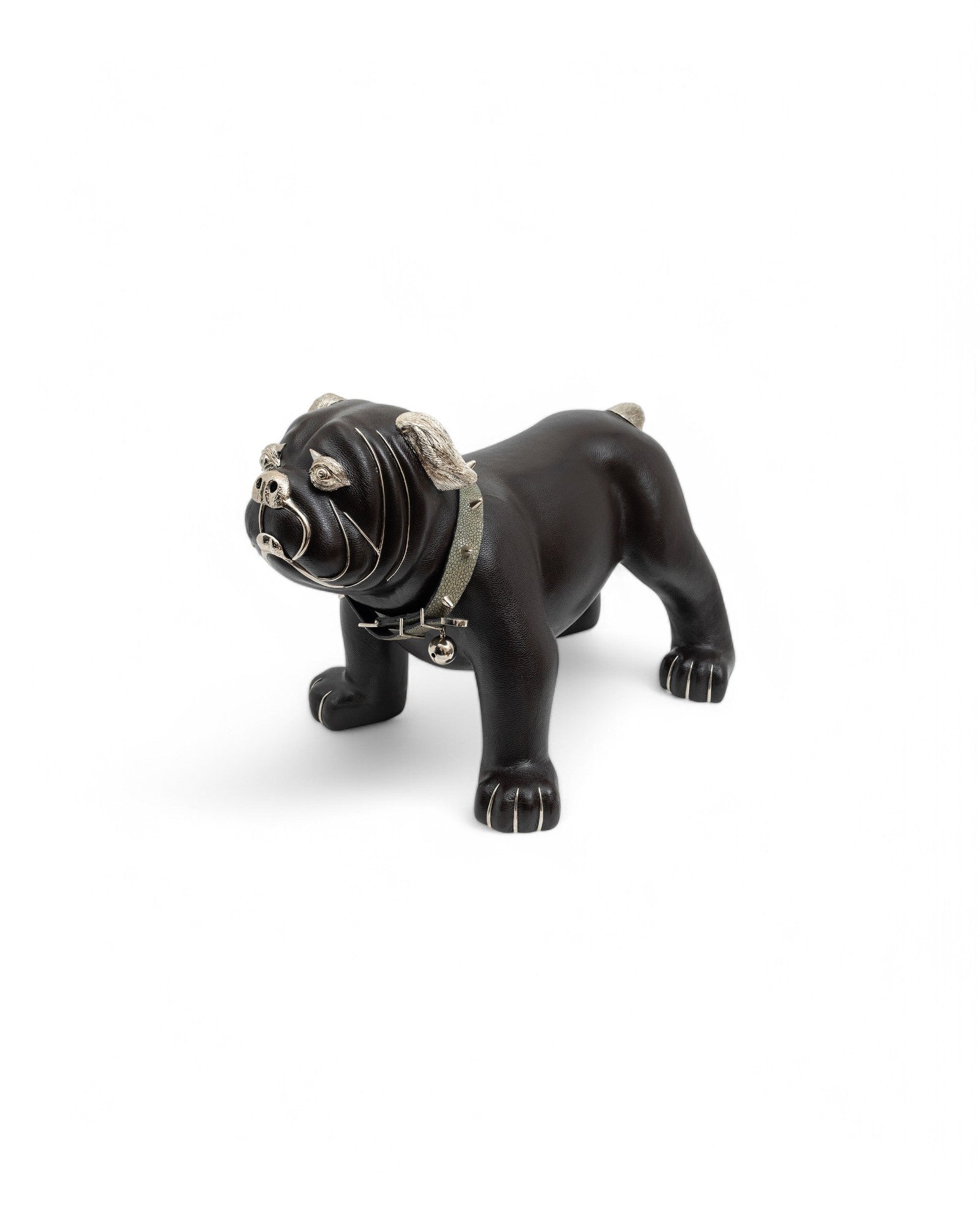 Brown Leather Bulldog Stool #243