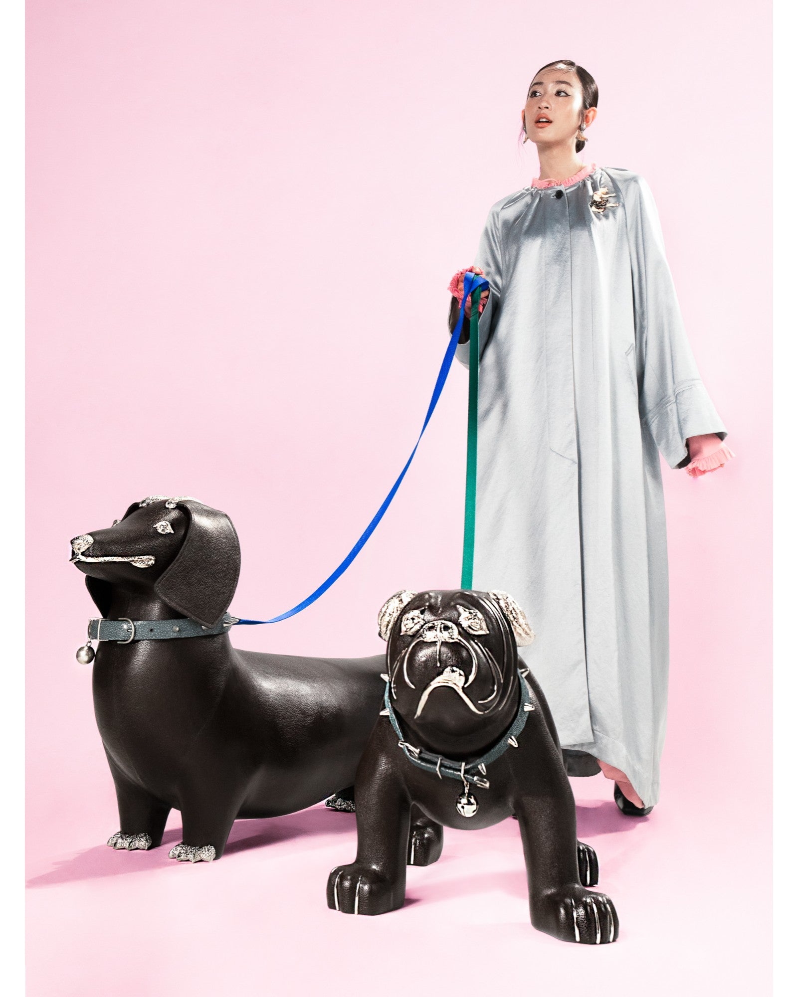 Brown Leather Bulldog Stool #243