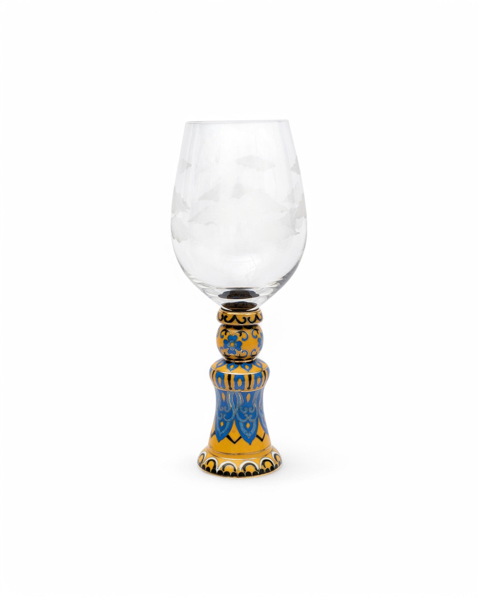 Crystal Goblet Set with Cloisonné Base - Set of 3