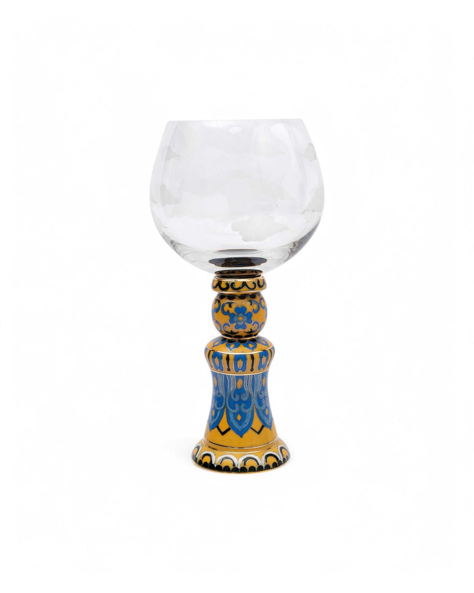 Crystal Goblet Set with Cloisonné Base - Set of 3