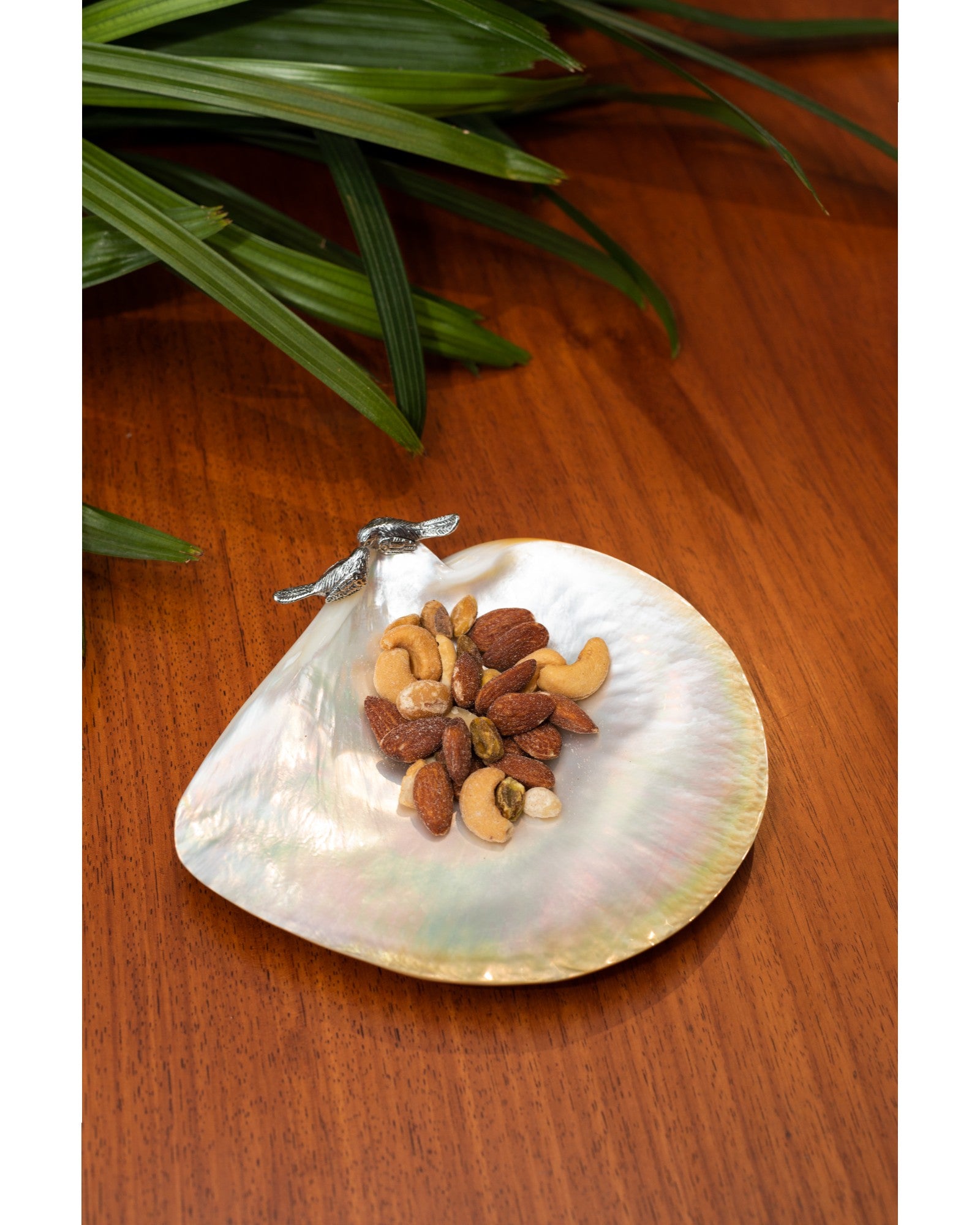 Mother of Pearl Canape Plate with Silver Birds