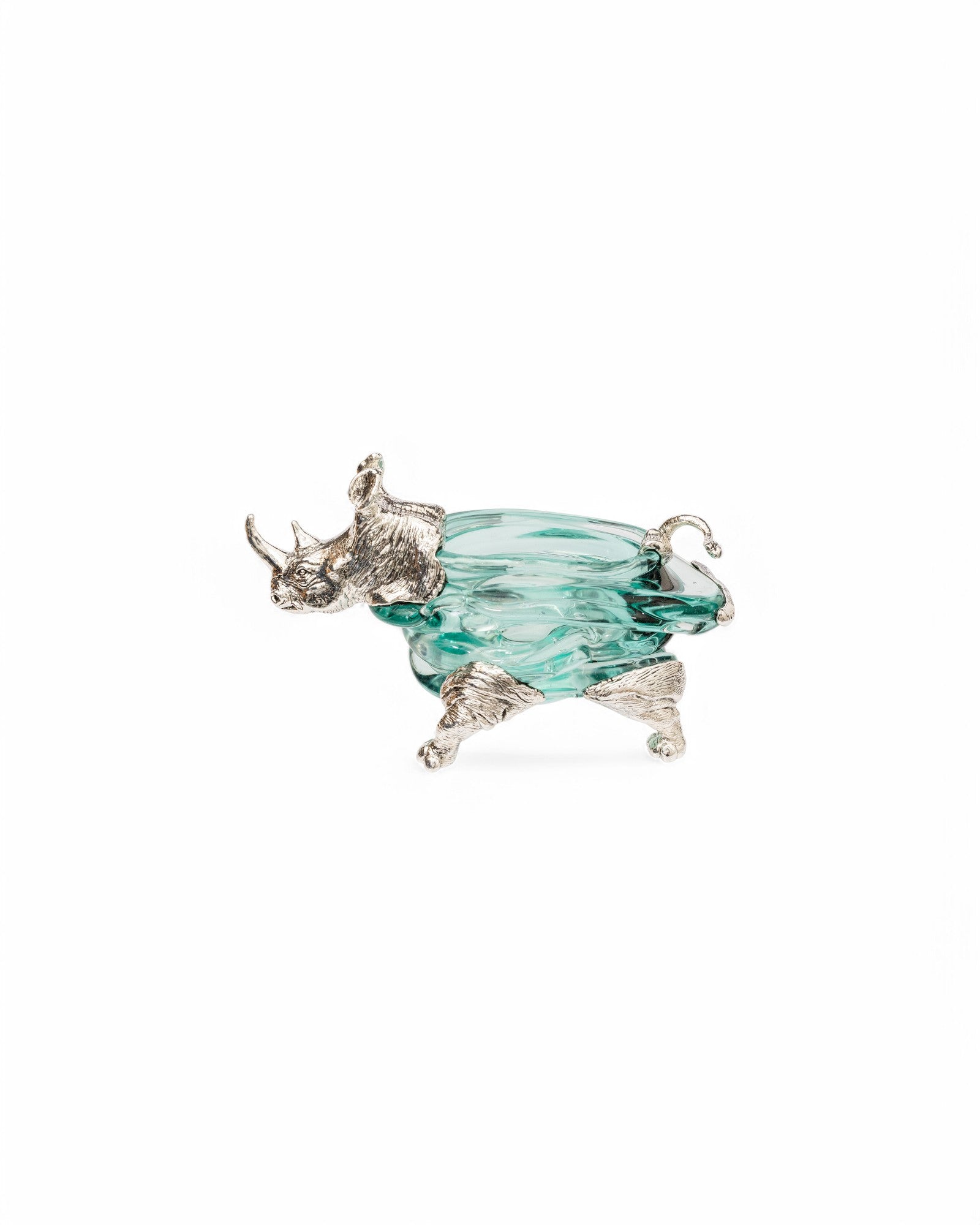 Glass Container with Silver Rhino