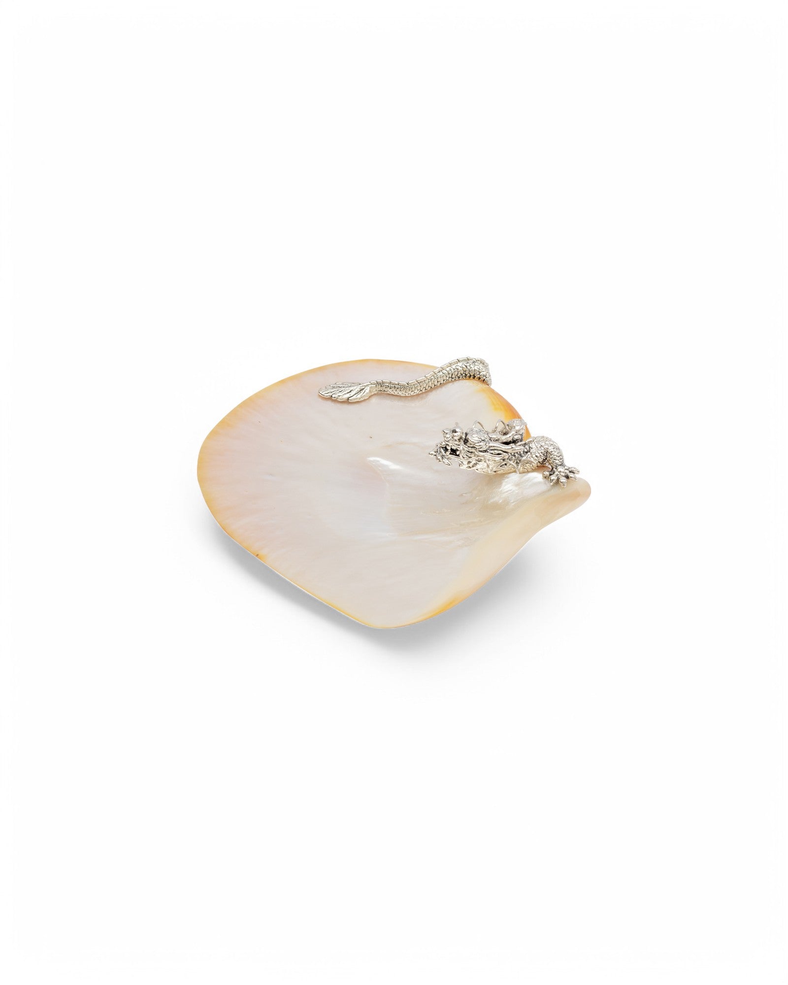 Mother of Pearl Canape Plate with Silver Swirling Dragon