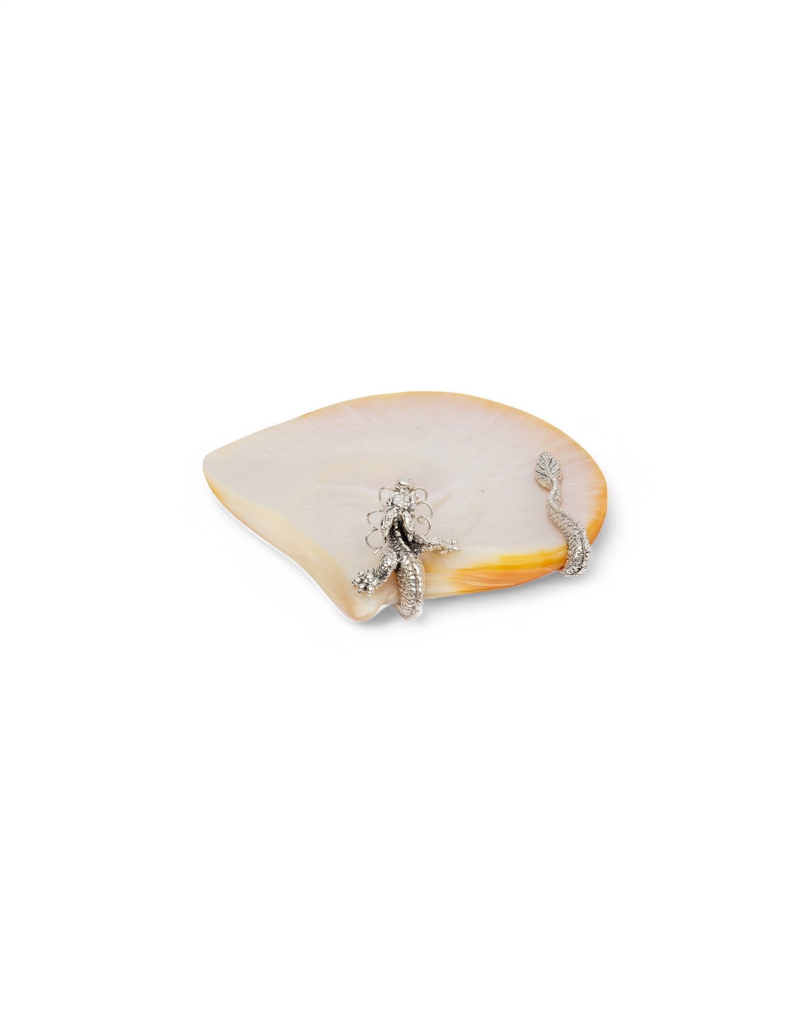 Mother of Pearl Canape Plate with Silver Swirling Dragon
