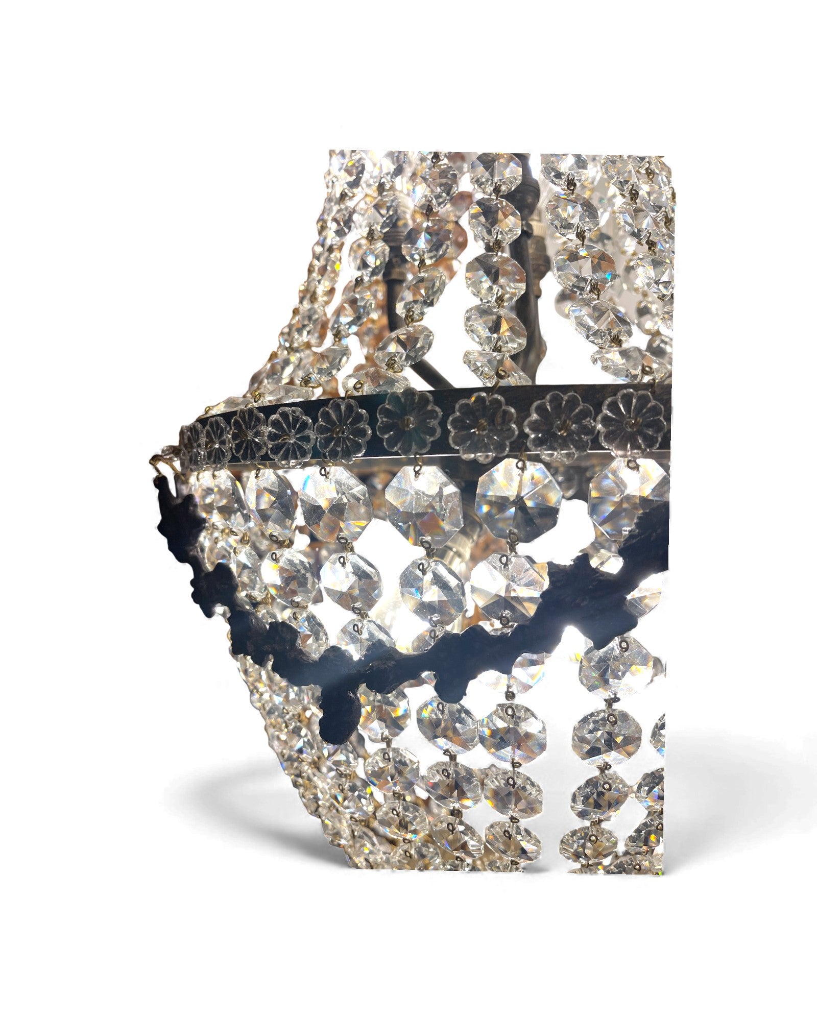 Basket-Shaped Crystal Chandelier