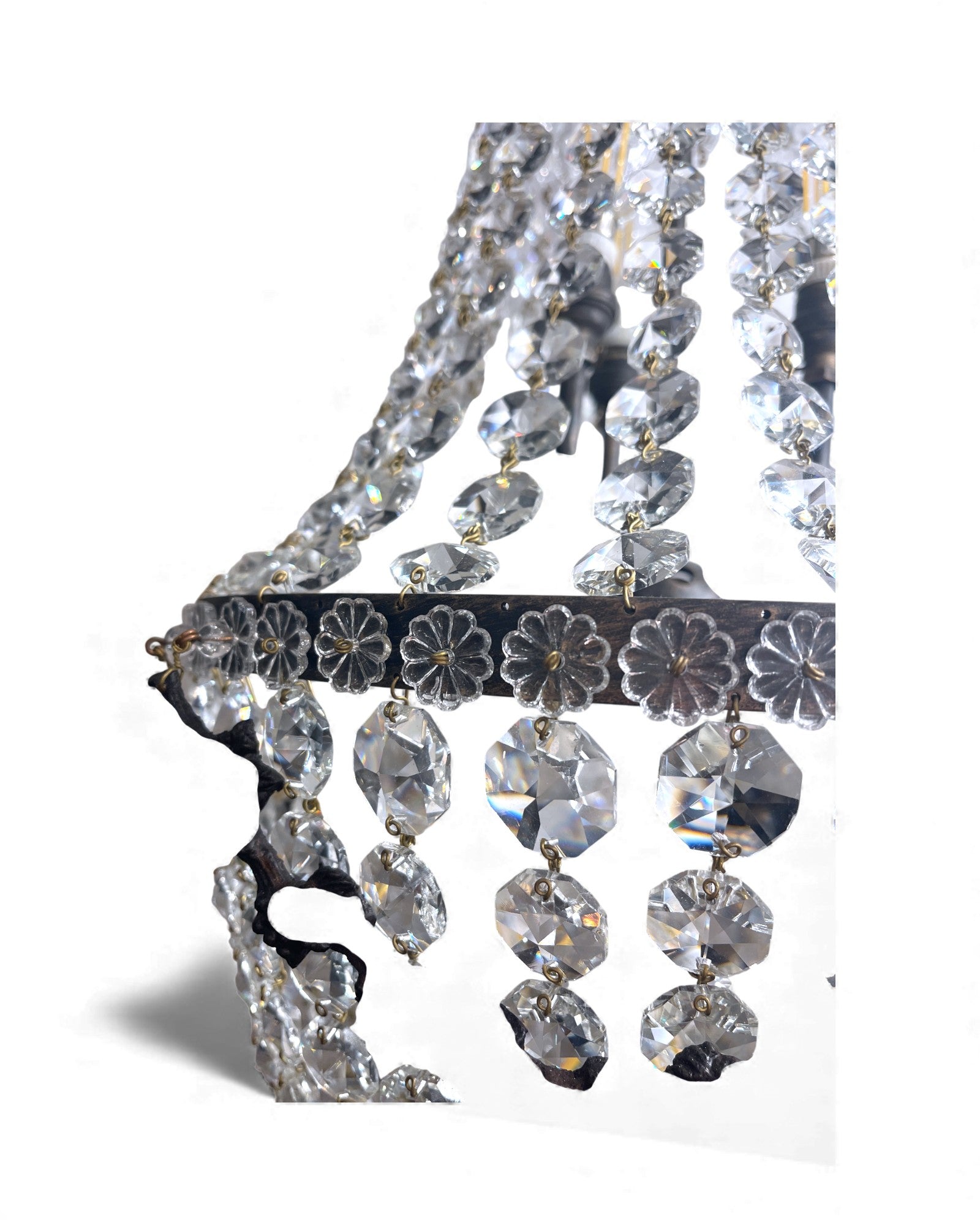 Basket-Shaped Crystal Chandelier