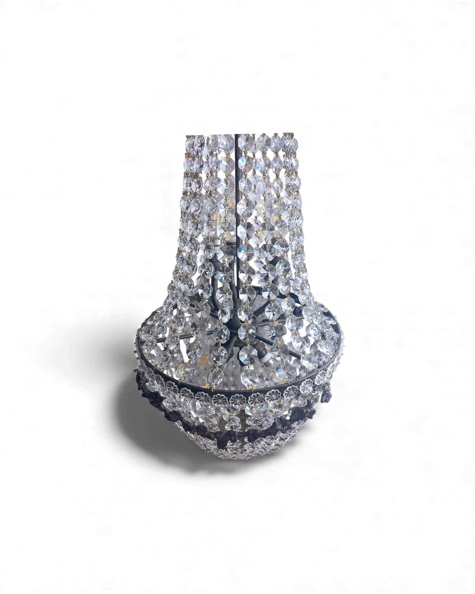 Basket-Shaped Crystal Chandelier