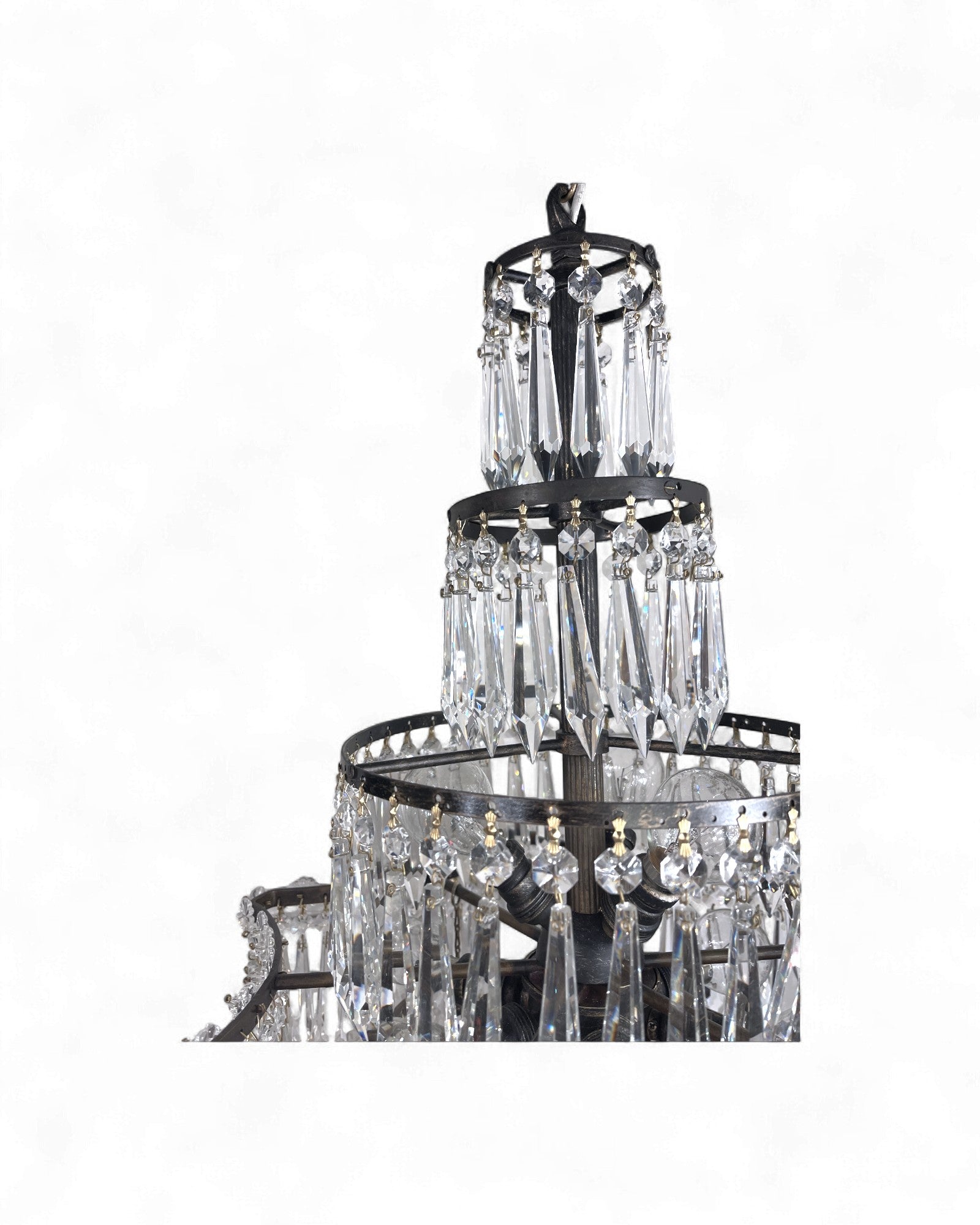 Vintage Multi-Tier Bohemian Crystal Chandelier