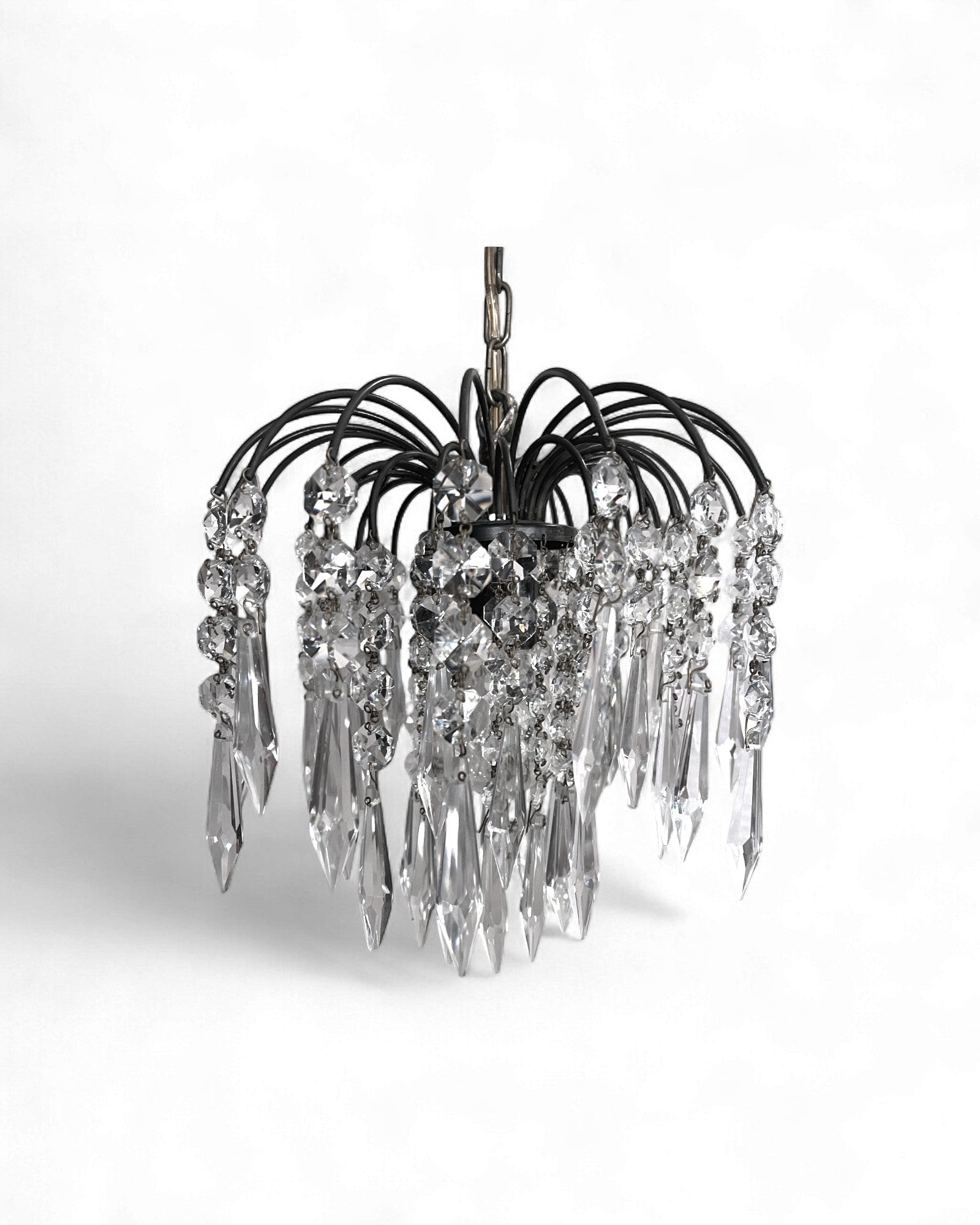 Vintage Waterfall-Style Tiered Crystal Chandelier