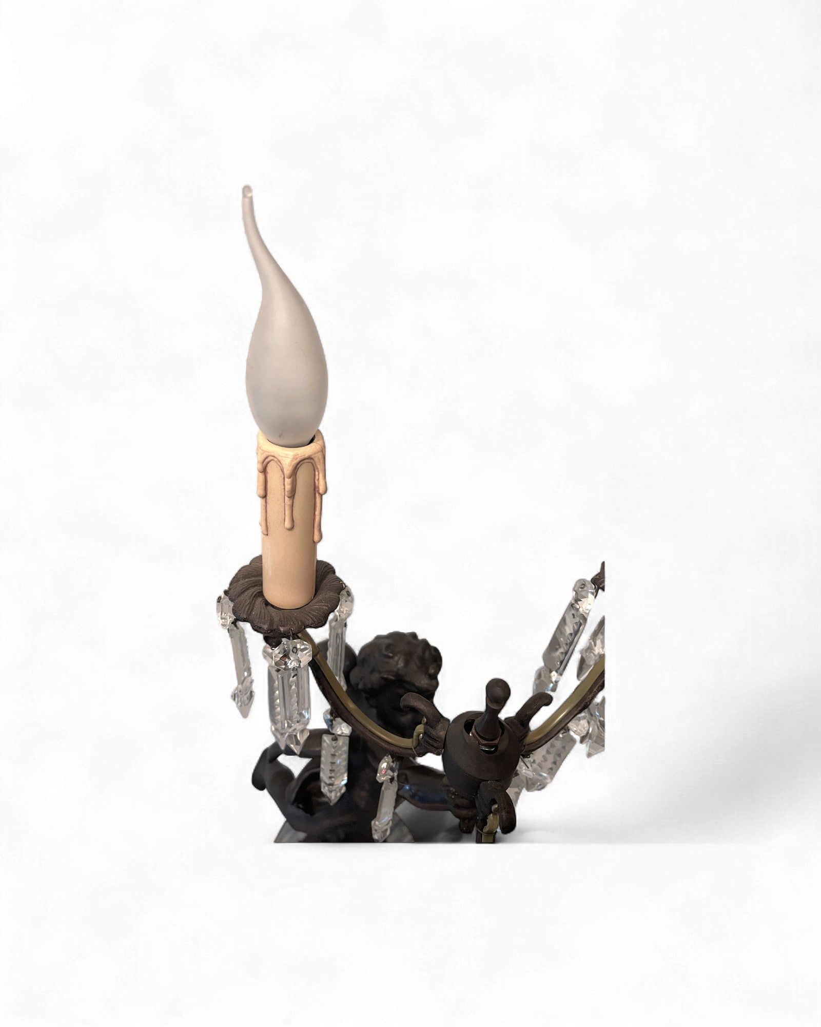 Bronze Cherub Girandole Candelabra Lamp - 3 Light