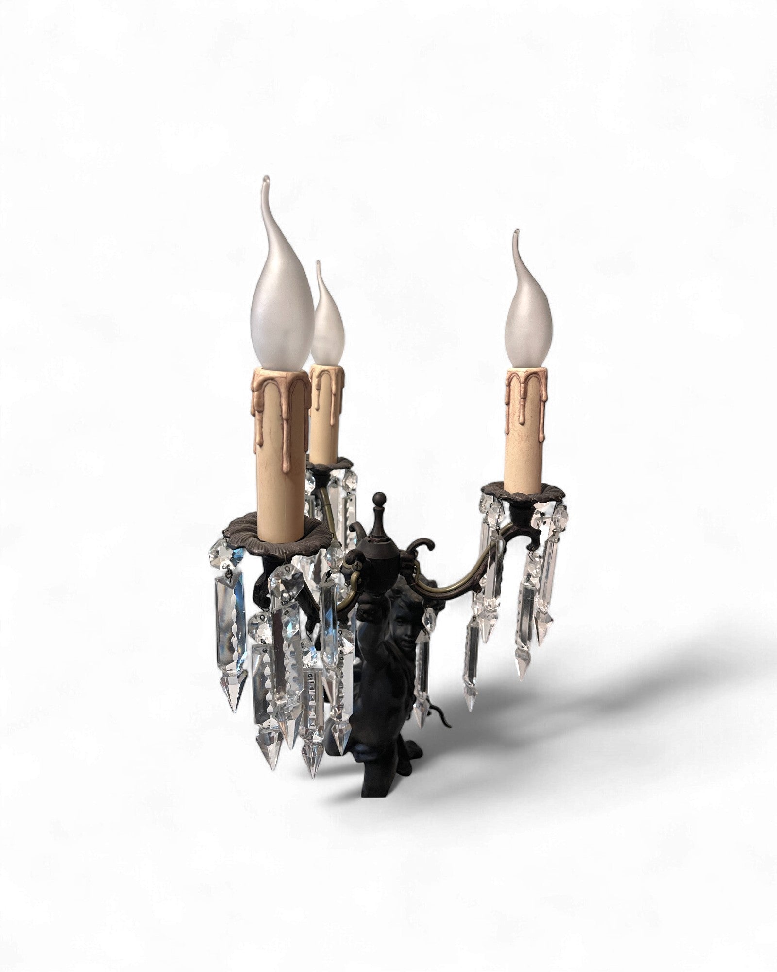 Bronze Cherub Girandole Candelabra Lamp - 3 Light