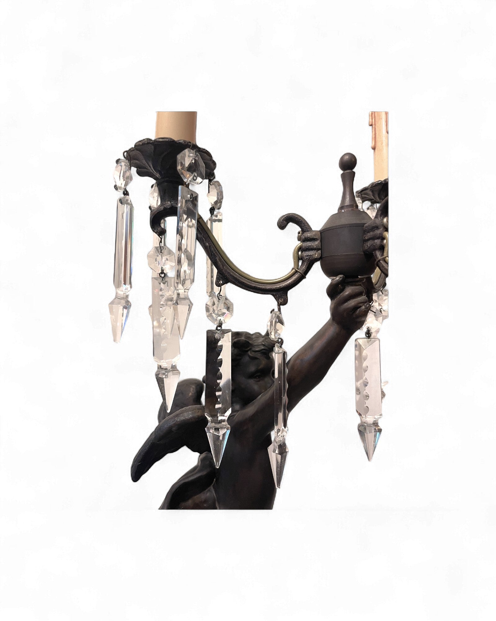 Bronze Cherub Girandole Candelabra Lamp - 3 Light