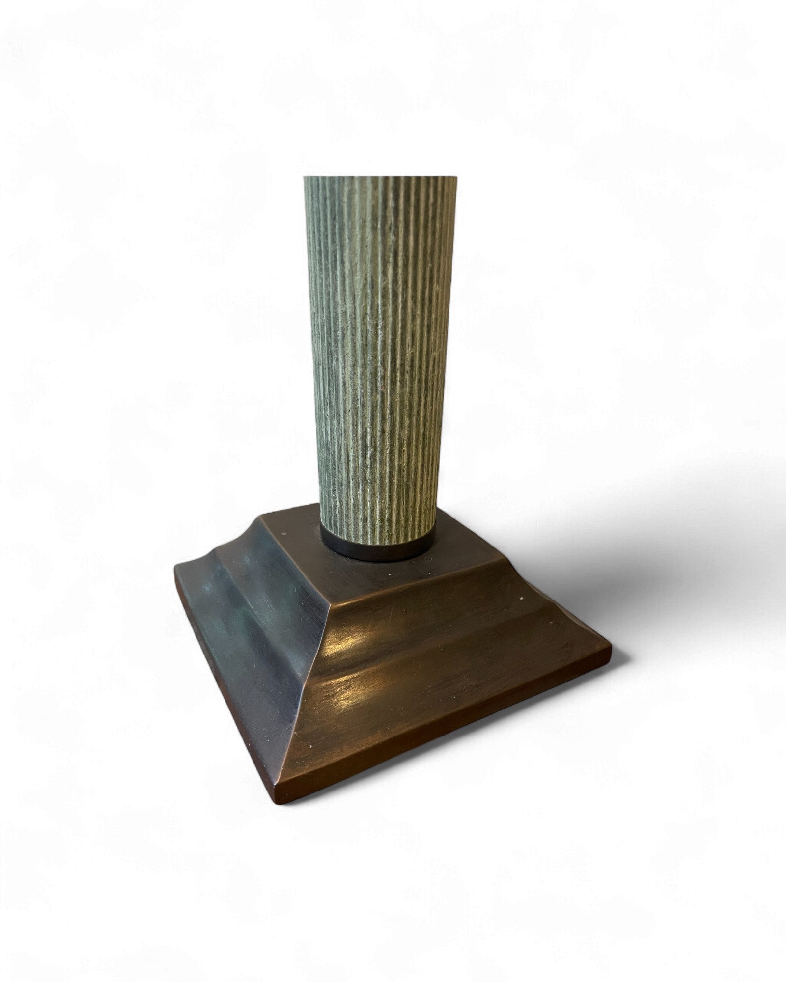 French Art Nouveau Brass Table Lamp with Iridescent Art Glass Shade