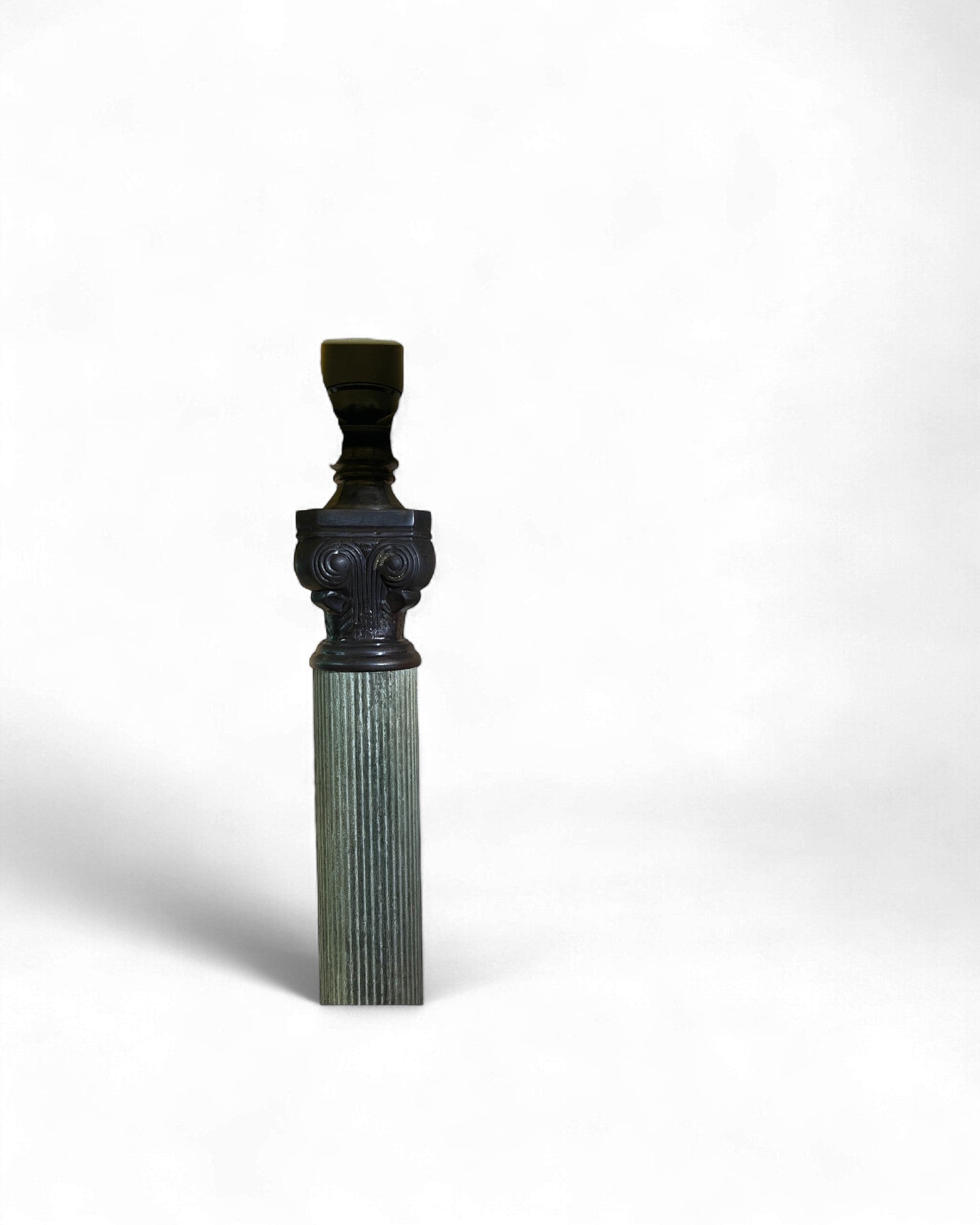 French Art Nouveau Brass Table Lamp with Iridescent Art Glass Shade