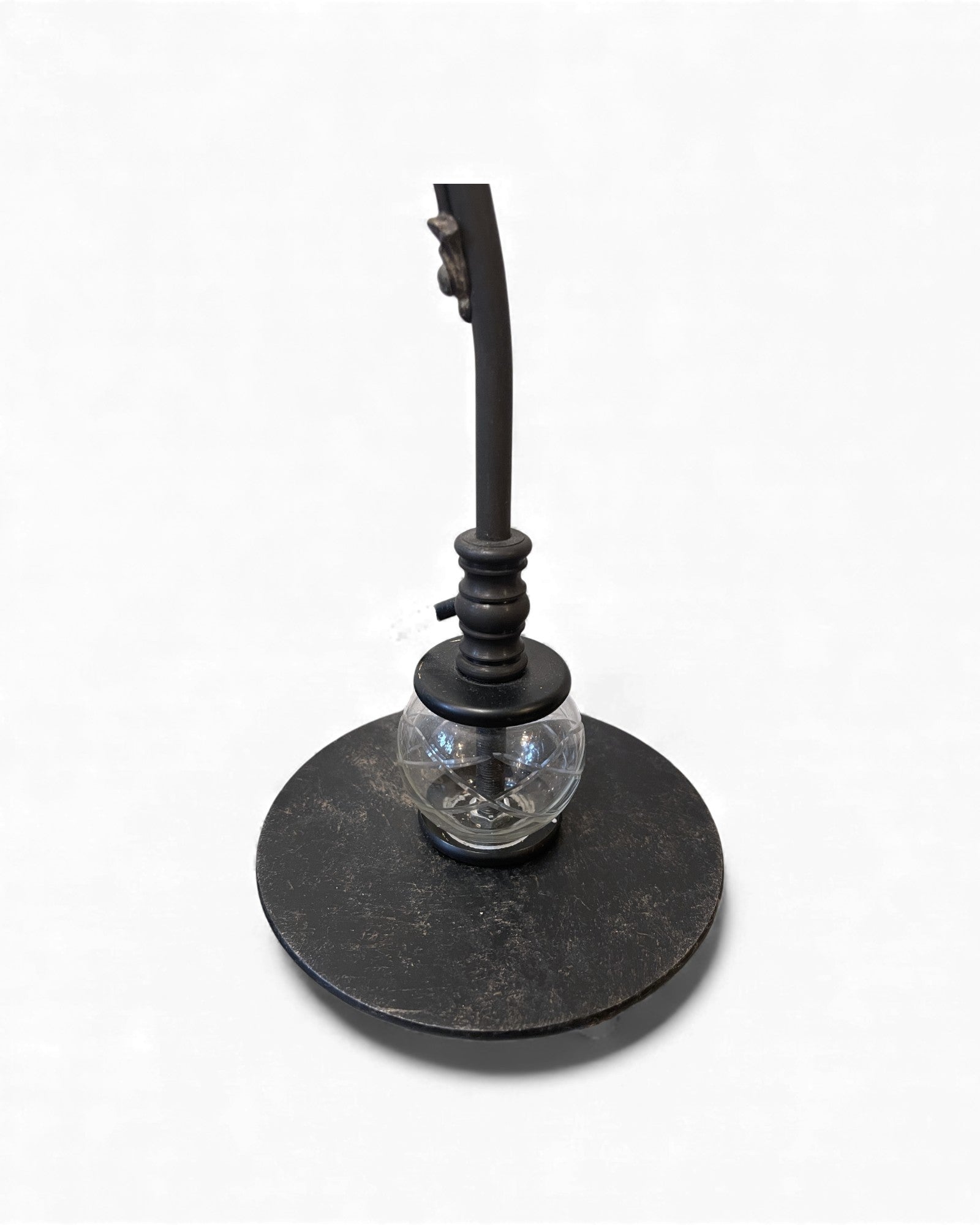 Art Deco Patinated Brass Table Lamp with Beaded Glass Shade