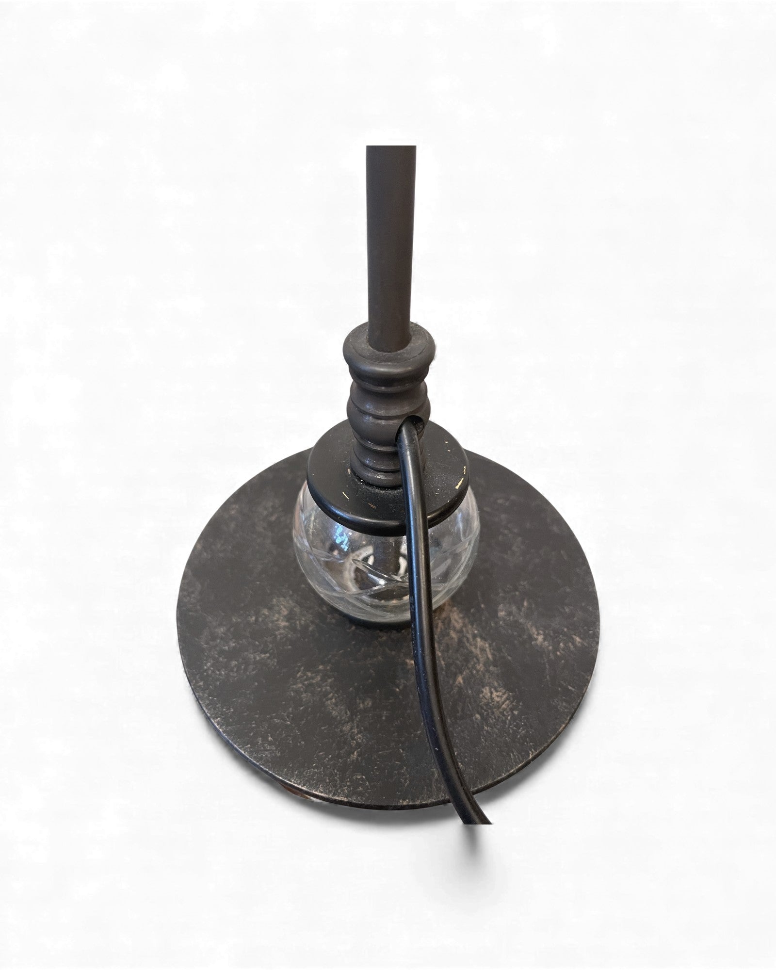 Art Deco Patinated Brass Table Lamp with Beaded Glass Shade