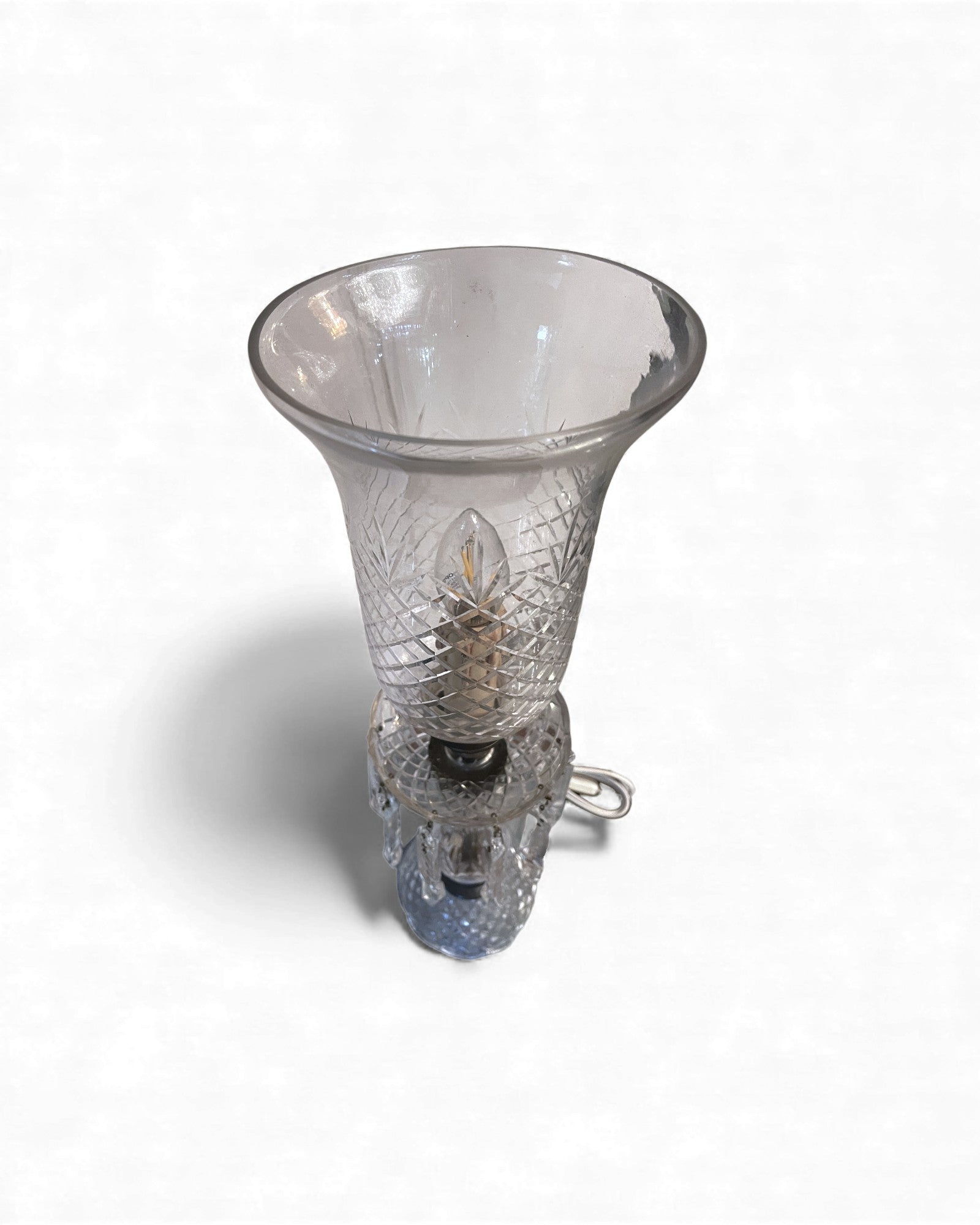 Vintage Crystal Lustre Hurricane Lamp
