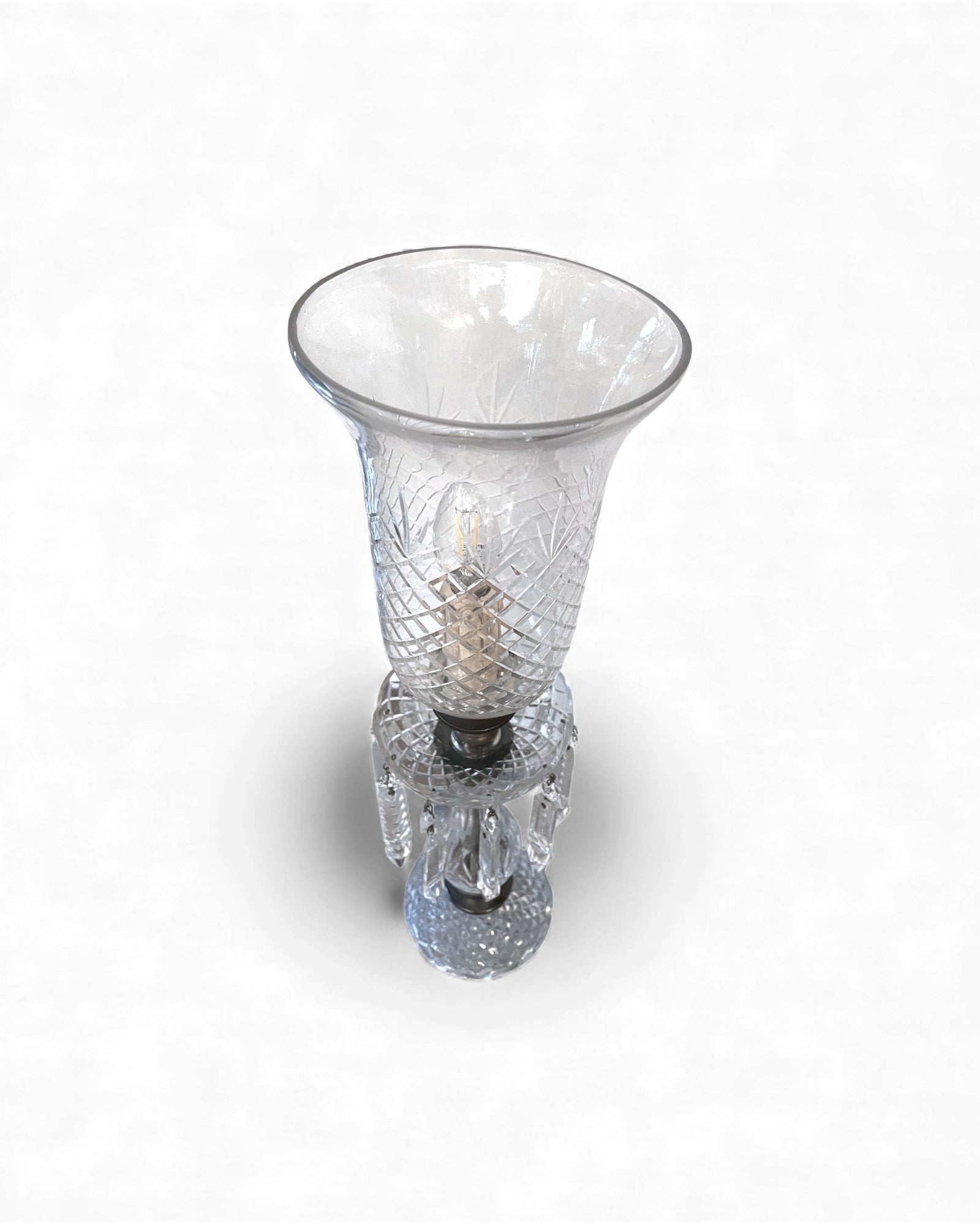 Vintage Crystal Lustre Hurricane Lamp
