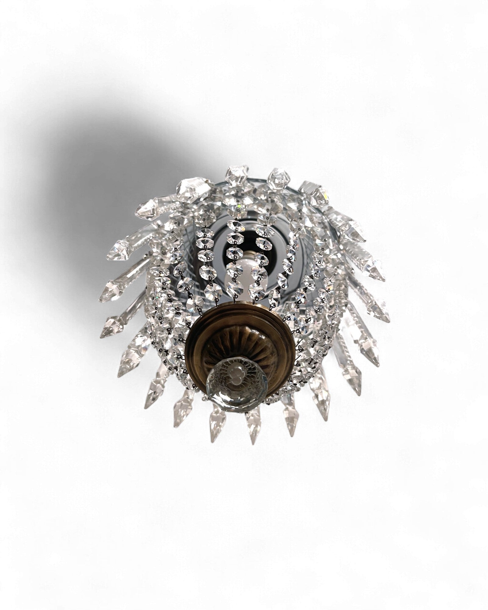1960s Vintage Crystal Basket Chandelier